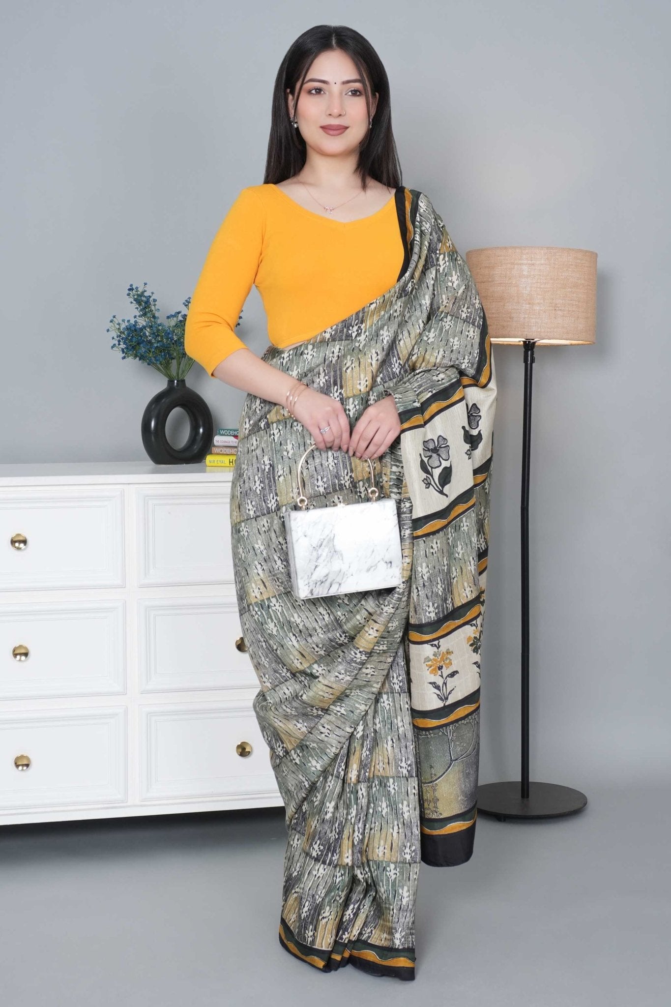 Mustard Rib V Neck 3/4 Sleeve Blouse [ 100% USA HQ Cotton, 280 GSM non transparent fabric ] - Rib blouse