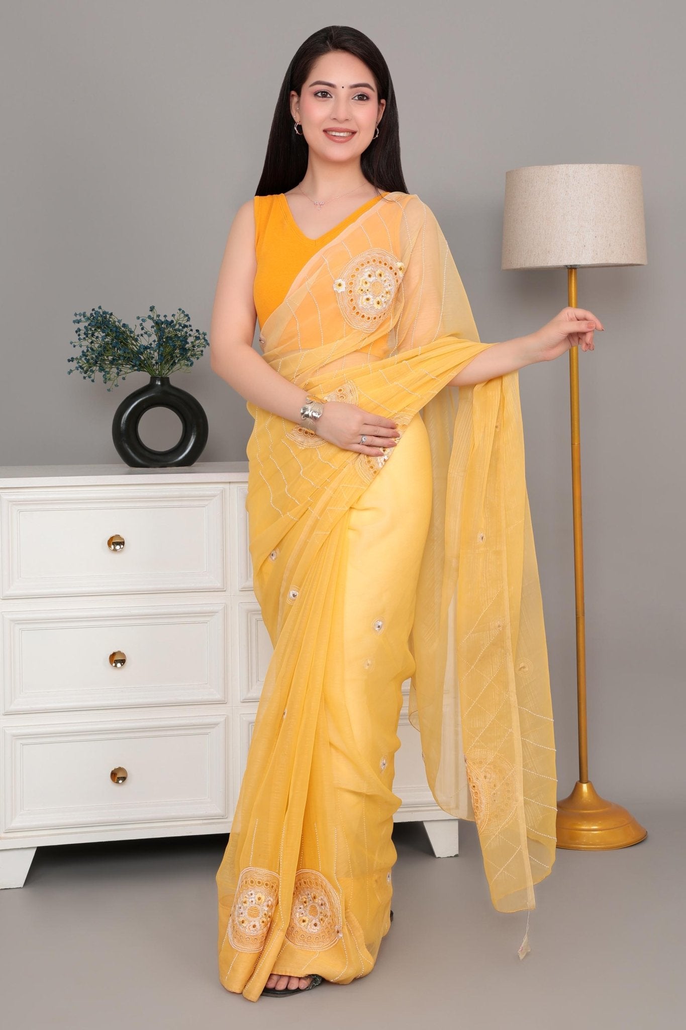 Mustard Rib V Neck Sleeveless Blouse [ 100% USA HQ Cotton, 280 GSM non transparent fabric ] -Rib blouse