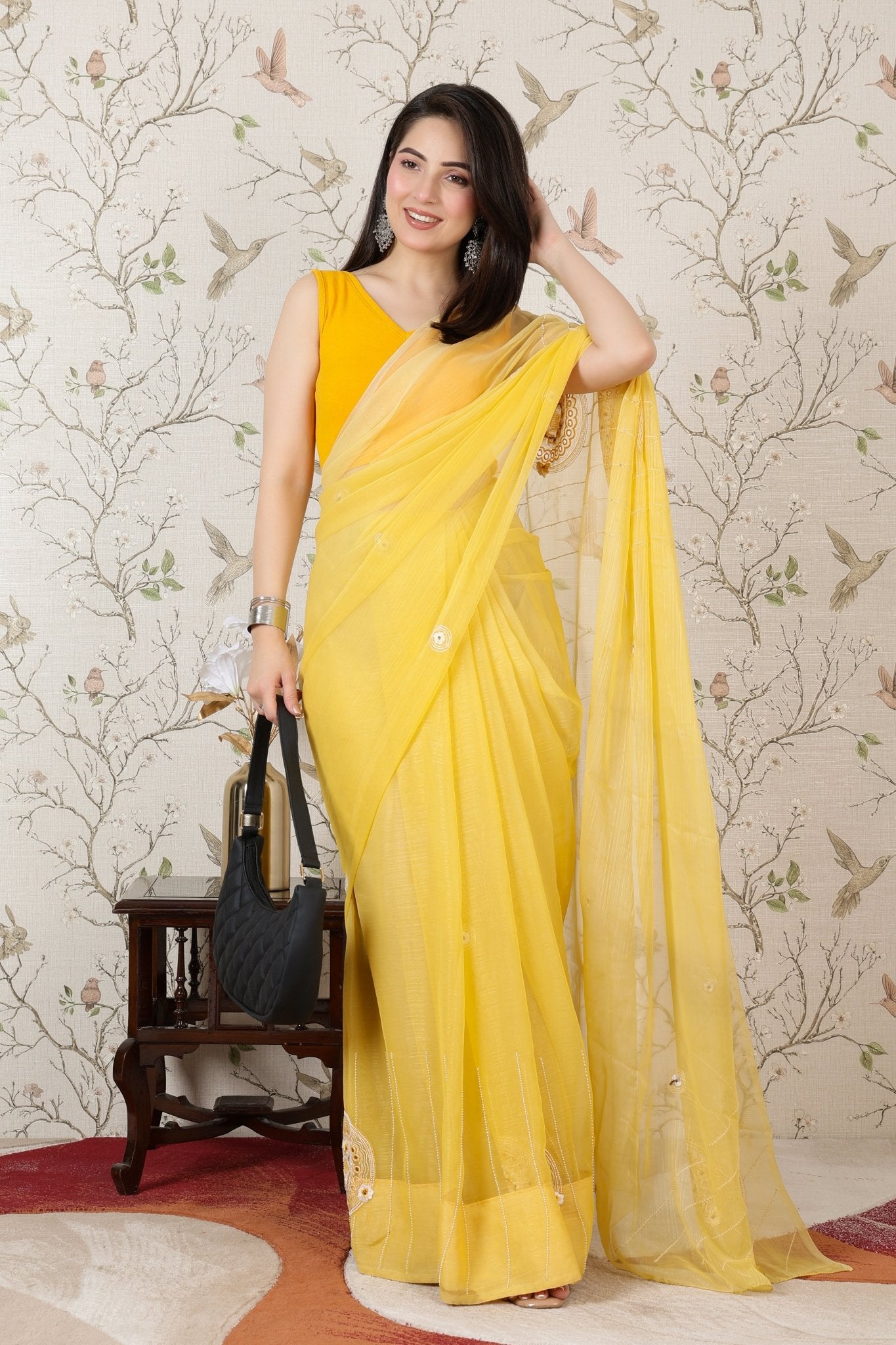 Mustard Rib V Neck Sleeveless Blouse [ 100% USA HQ Cotton, 280 GSM non transparent fabric ] -Rib blouse