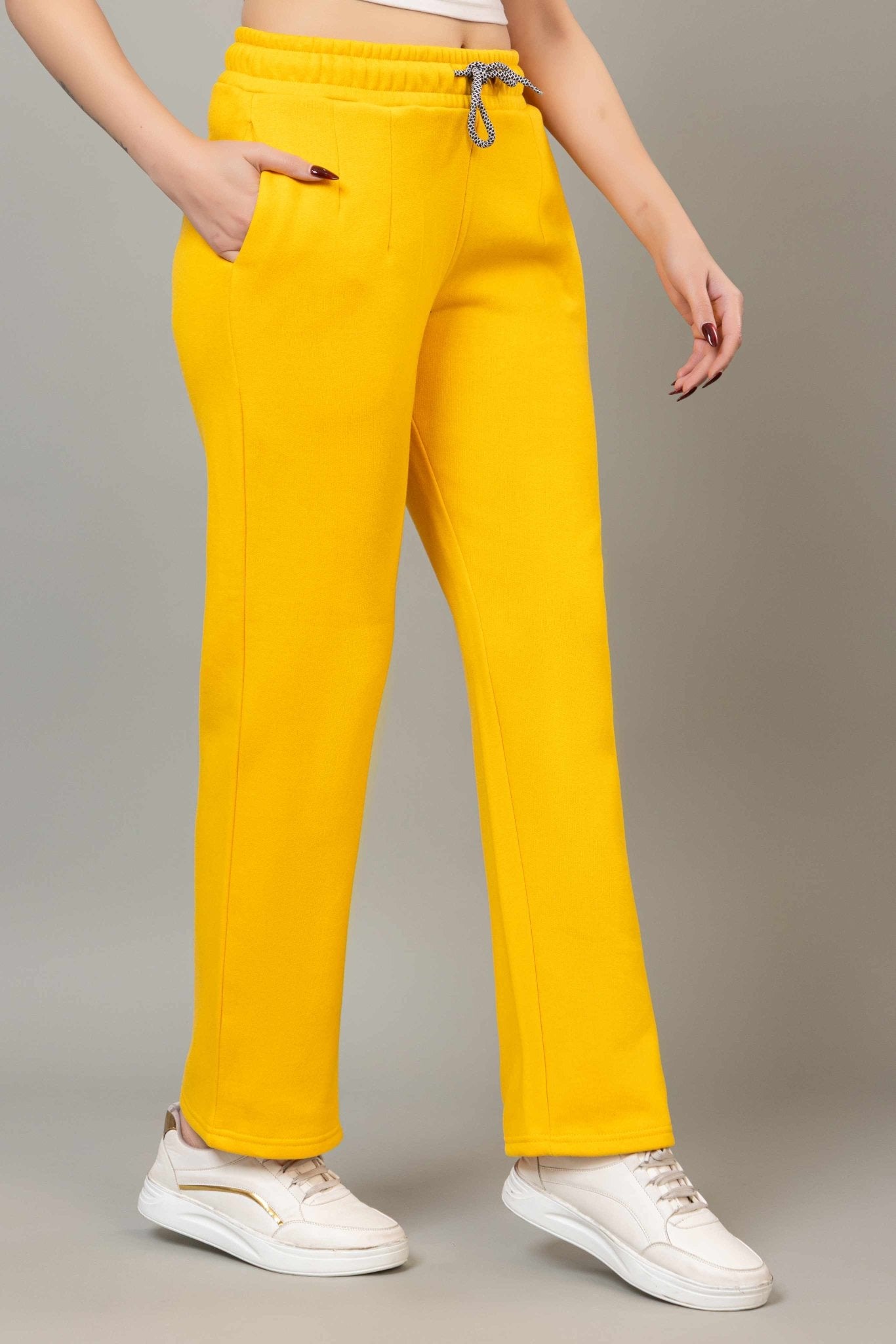 Mustard winter warm straight fit pants - Winter straight pant