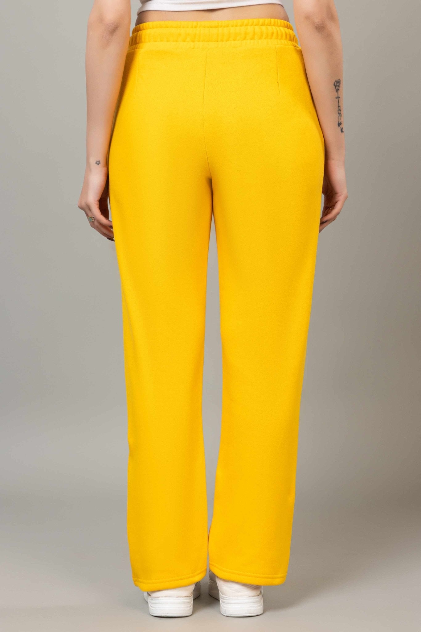 Mustard winter warm straight fit pants - Winter straight pant