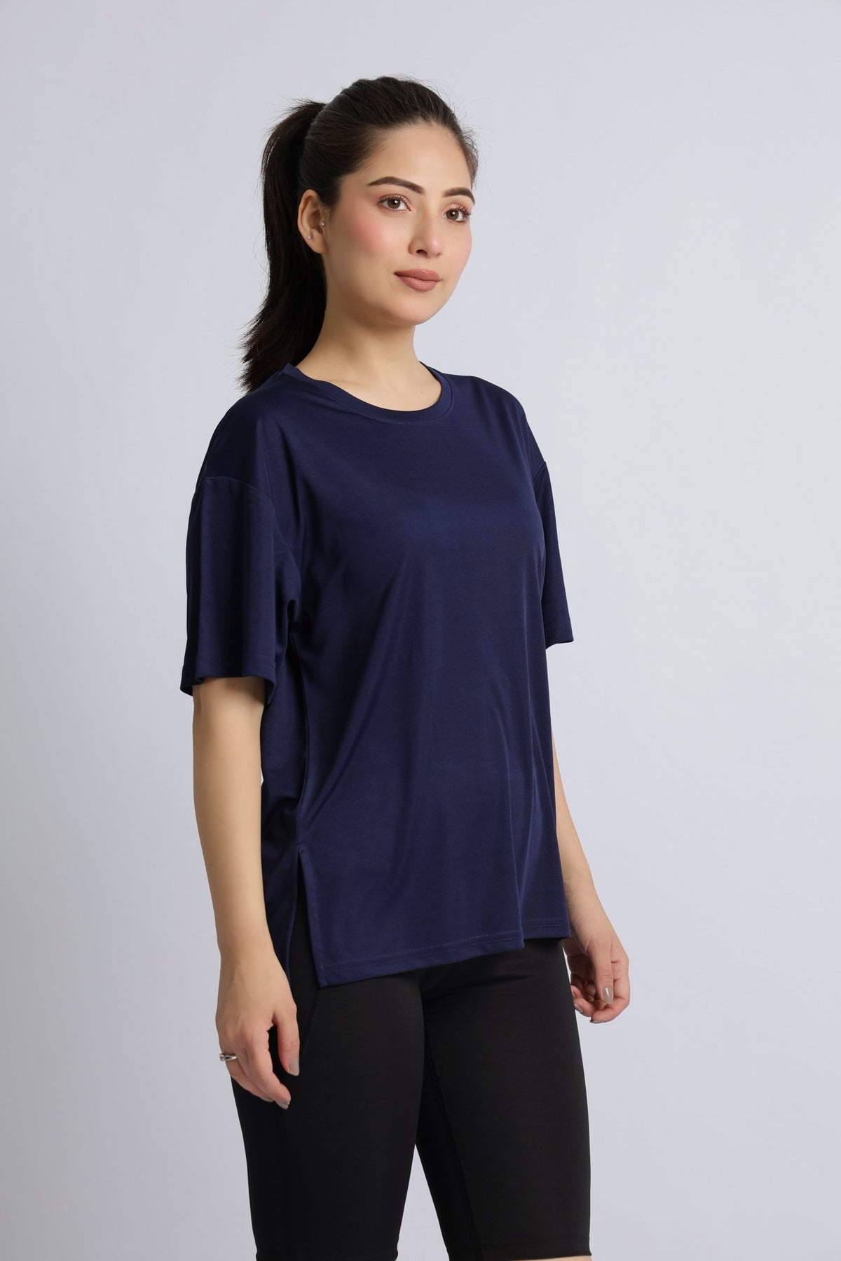 Navy active off shoulder tshirt -Active off shoulder tshirt