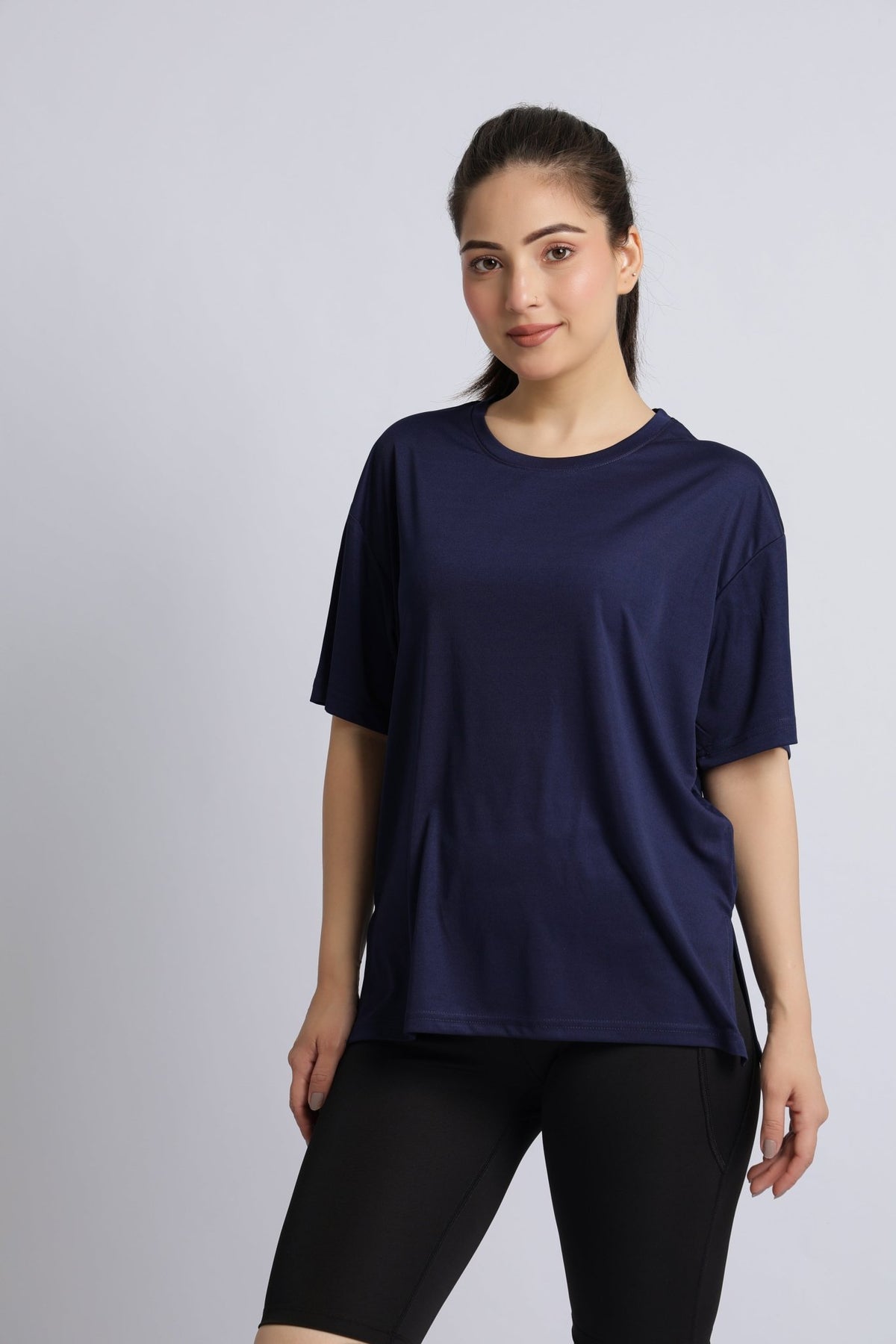 Navy active off shoulder tshirt -Active off shoulder tshirt