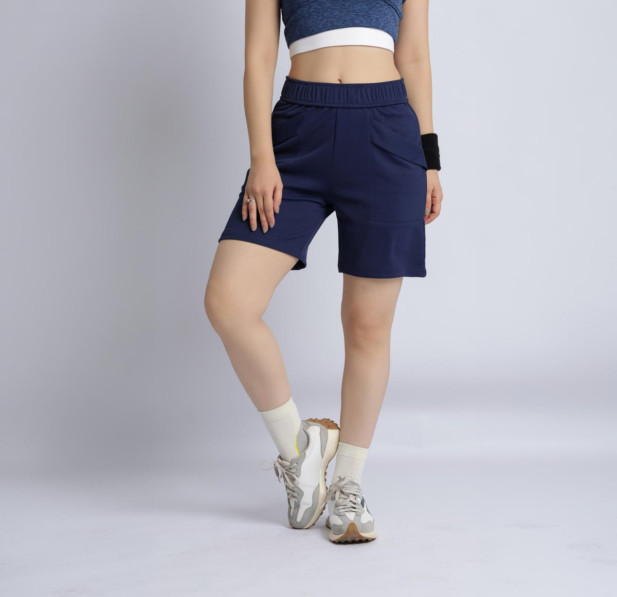 Navy active relax shorts -Active relax shorts