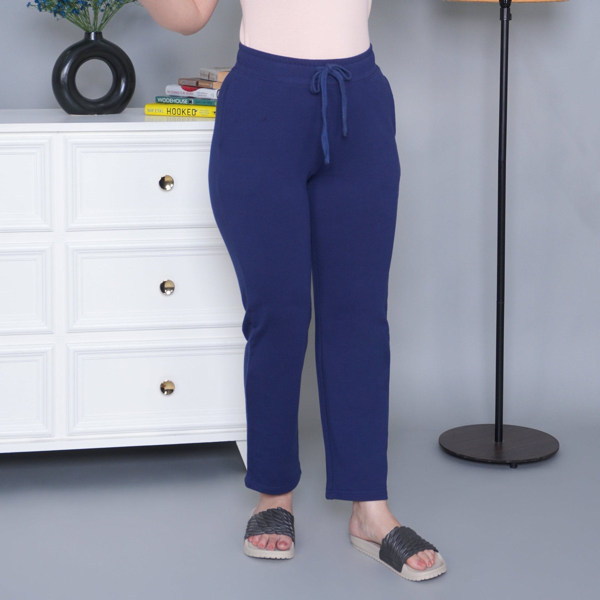 Navy all day home pants with extra comfort. [100% Cotton Lycra] - All day home pant
