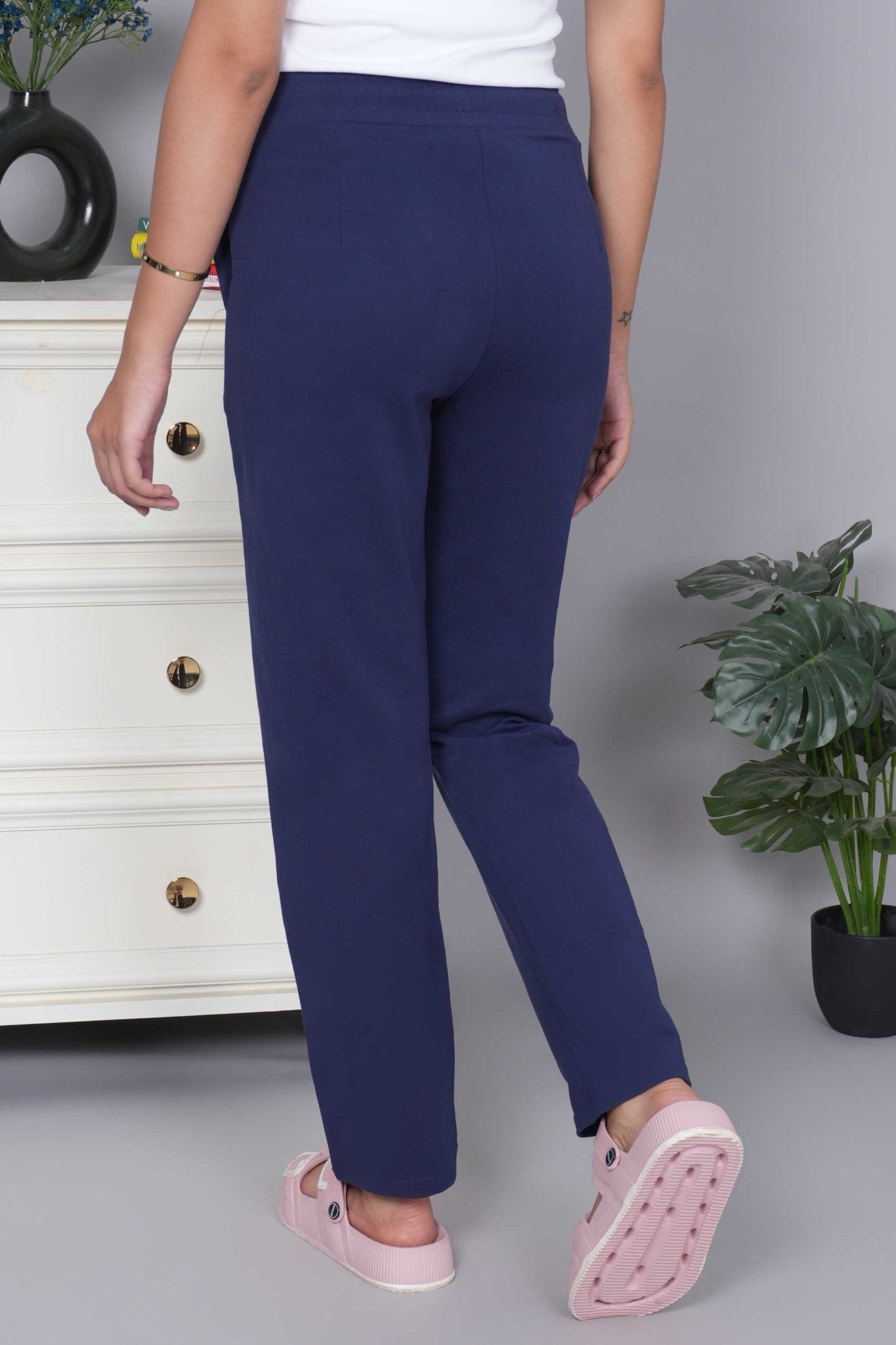 Navy all day home pants with extra comfort. [100% USA HQ Cotton Lycra] - All day home pant
