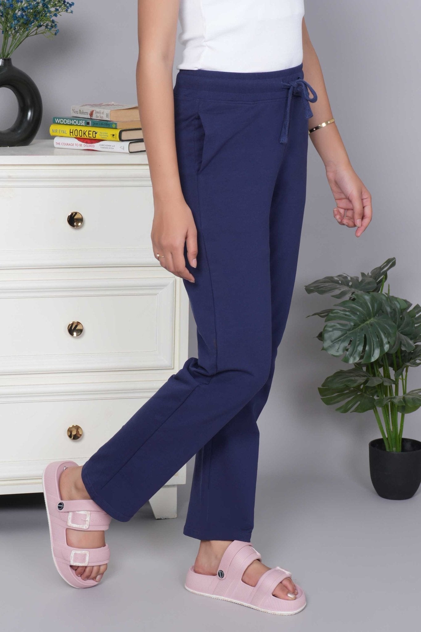 Navy all day home pants with extra comfort. [100% USA HQ Cotton Lycra] - All day home pant