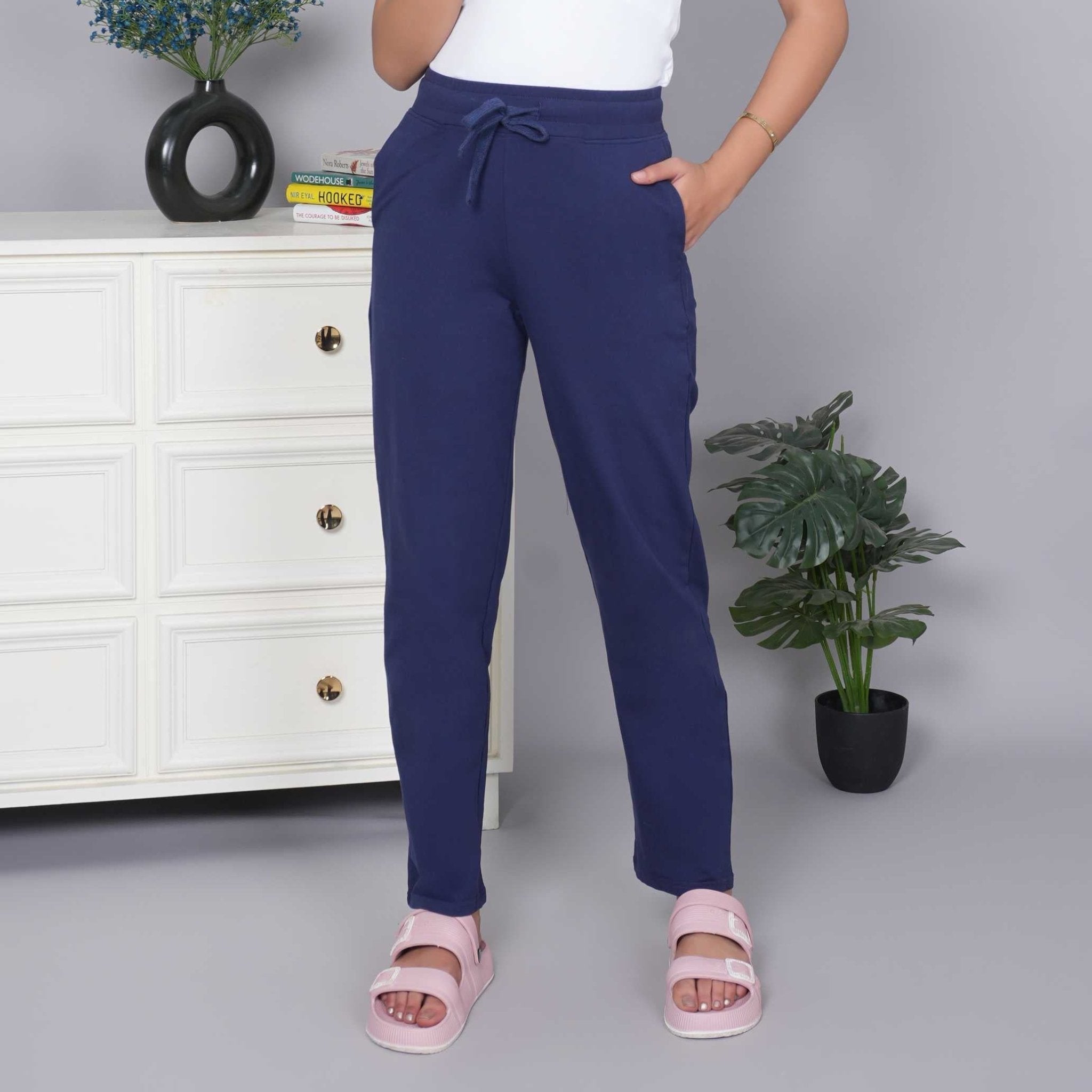 Navy all day home pants with extra comfort. [100% USA HQ Cotton Lycra] - All day home pant