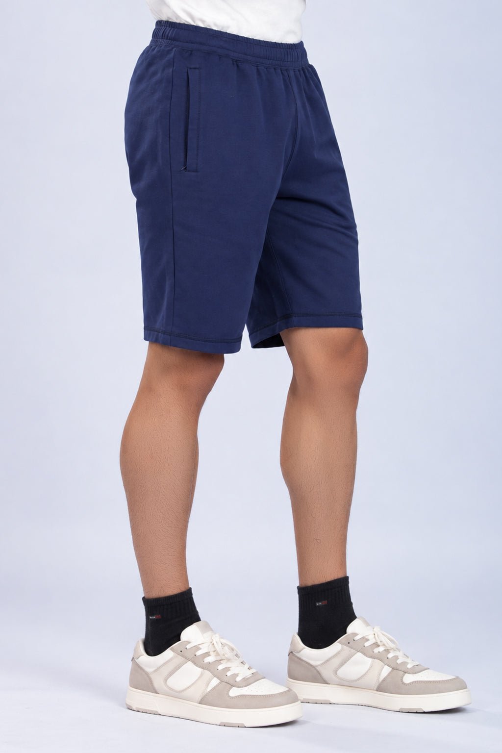 Navy all day shorts with extra comfort. [100% Cotton Lycra] -All day home shorts