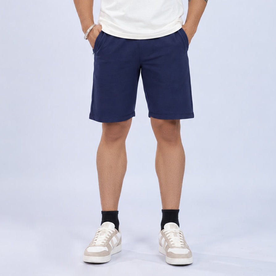 Navy all day shorts with extra comfort. [100% Cotton Lycra] -All day home shorts
