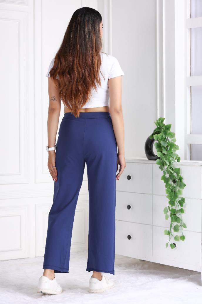 Navy all day wide flare pants with extra comfort. [100% USA HQ Cotton Lycra] extra flare. - All day wide flare pant