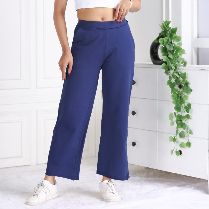 Navy all day wide flare pants with extra comfort. [100% USA HQ Cotton Lycra] extra flare. - All day wide flare pant