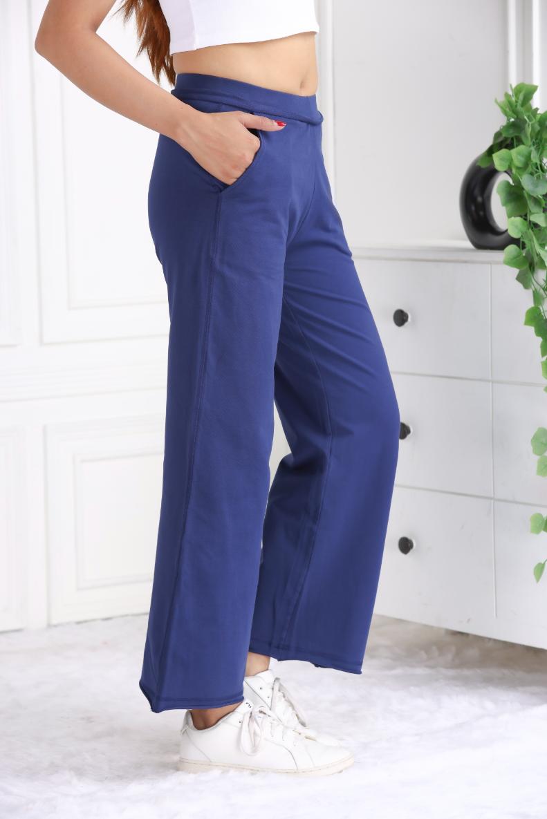 Navy all day wide flare pants with extra comfort. [100% USA HQ Cotton Lycra] extra flare. - All day wide flare pant