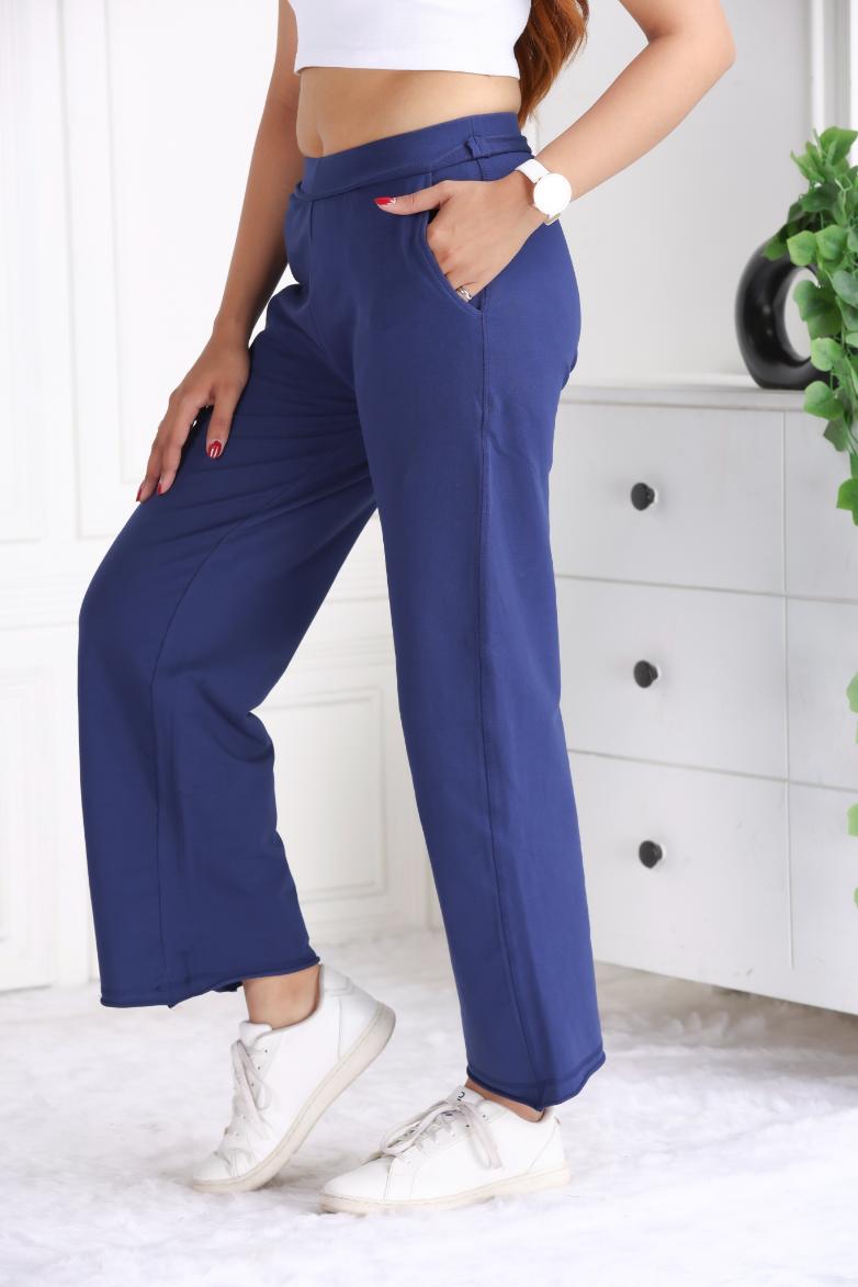 Navy all day wide flare pants with extra comfort. [100% USA HQ Cotton Lycra] extra flare. - All day wide flare pant