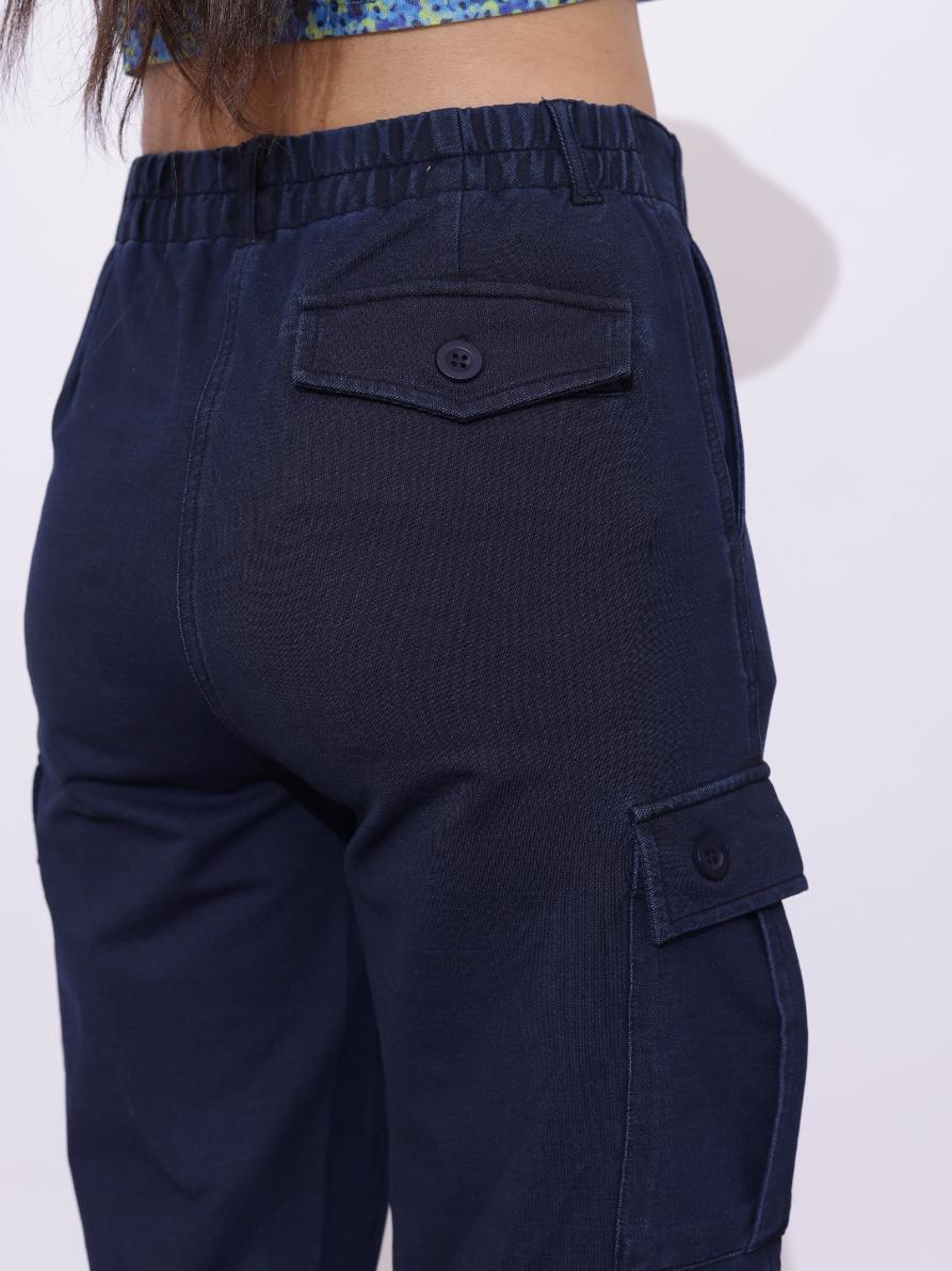 Navy blue denim cargo - Denim Cargo Pants