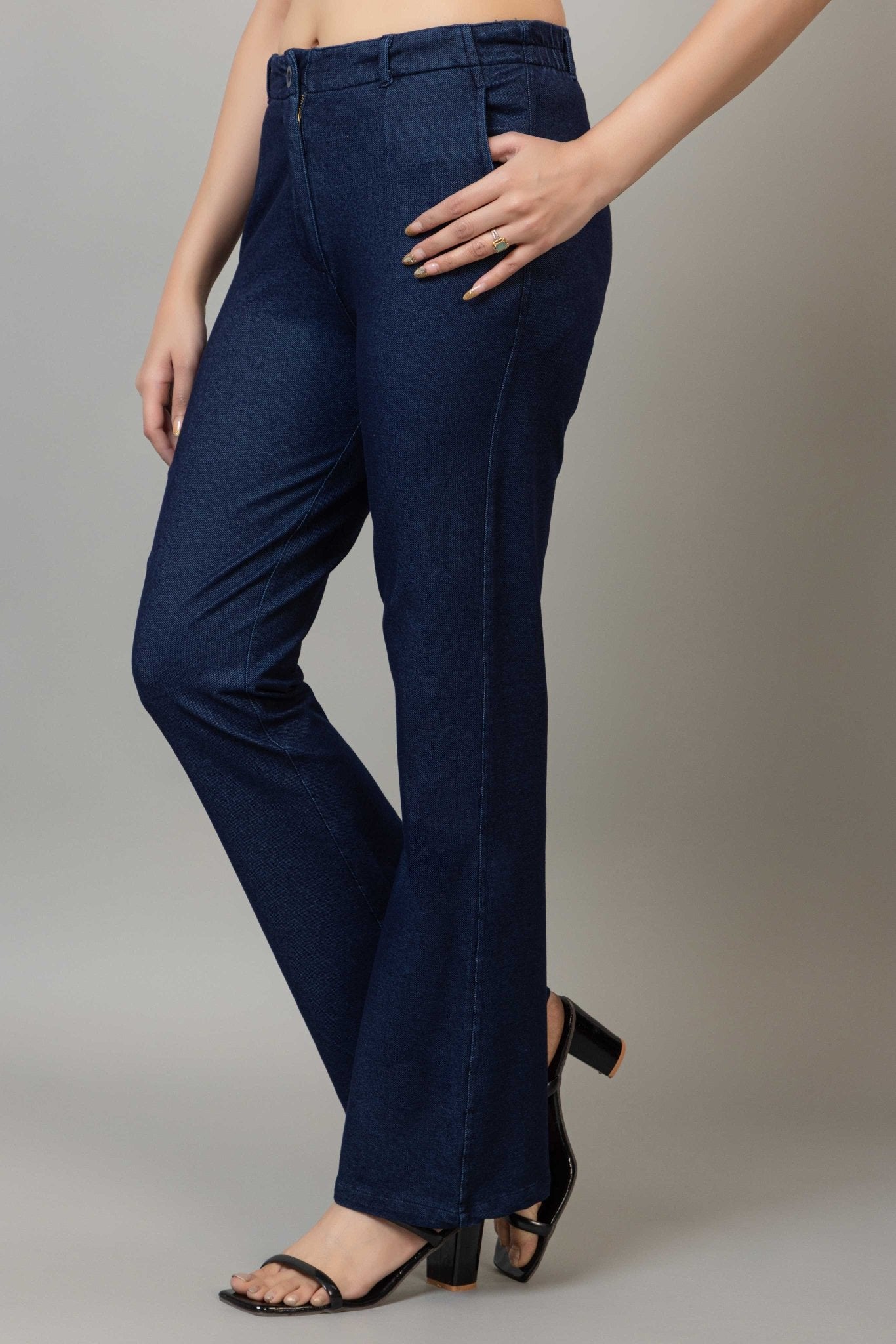 Navy denim bootcut flare pant - Denim bootcut flare pants