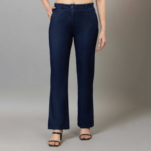 Navy denim bootcut flare pant - Denim bootcut flare pants