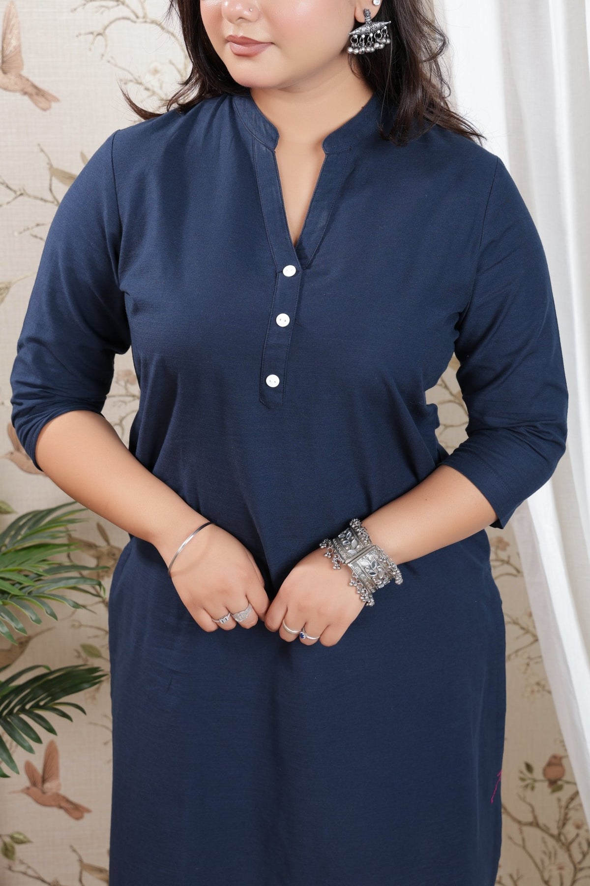 Navy Linen Long kurta -Long kurta