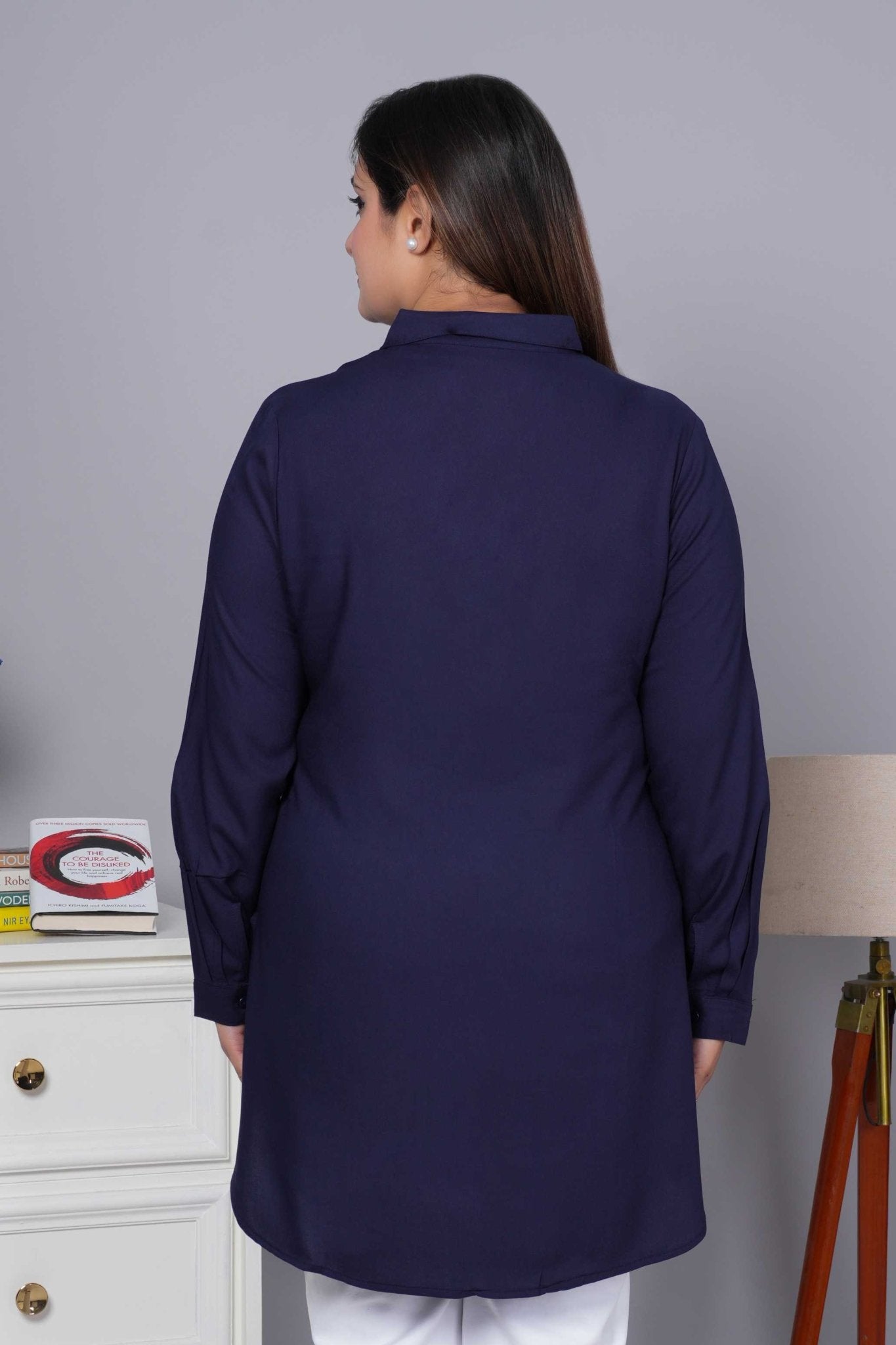 Navy Longline shirt [ 100% Rayon, Liva Certified ] - Long line shirt