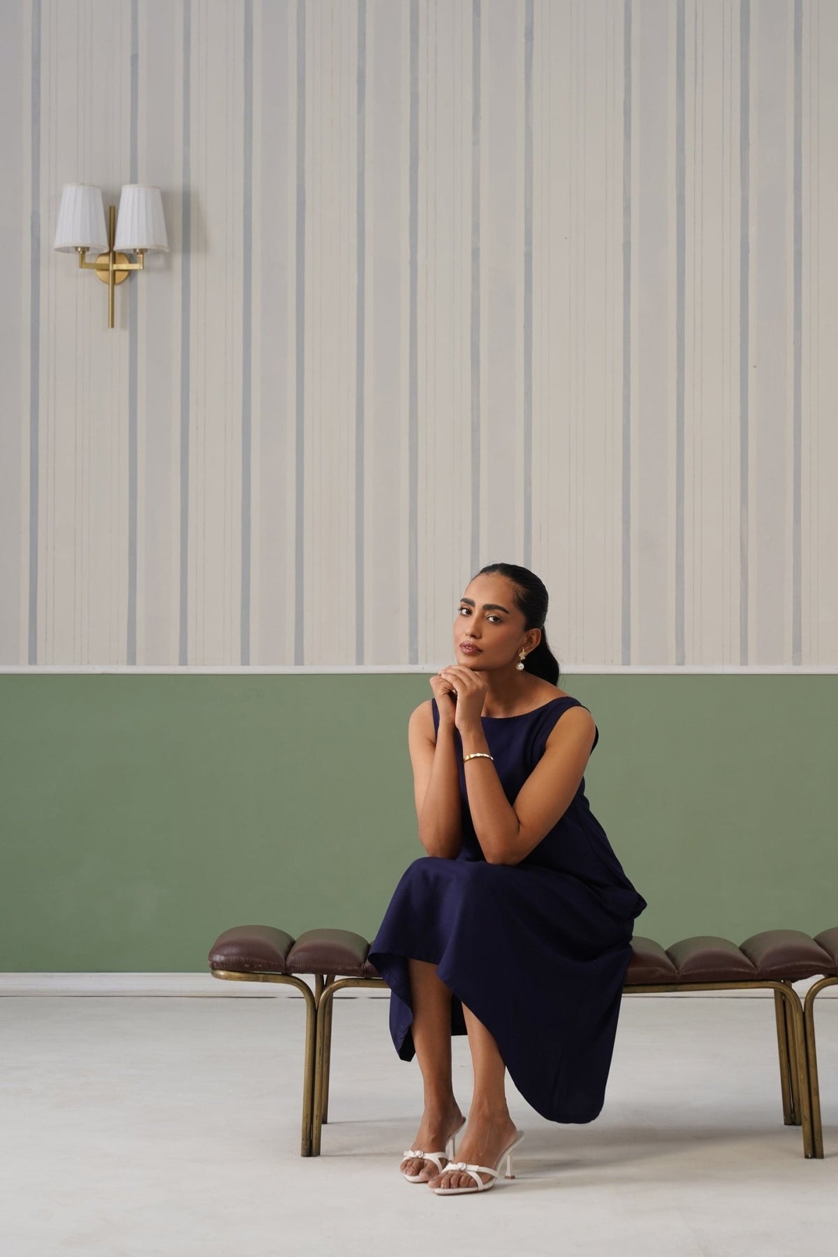 Navy rayon flare dress with pocket [ Premium 100% Rayon, Liva Certified ] -Rayon flare dress with pocket