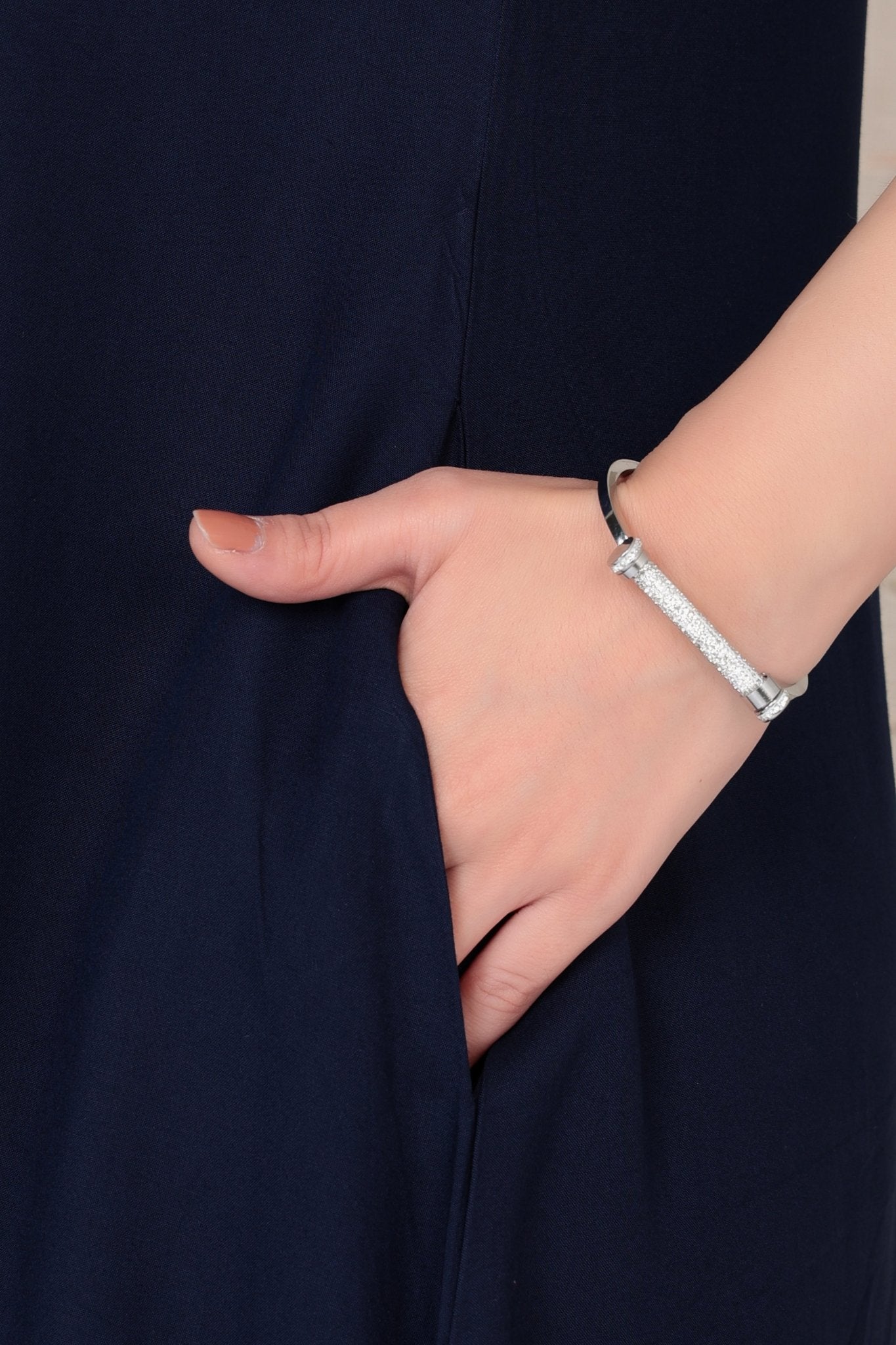 Navy rayon line dress with pocket [ Premium 100% Rayon, Liva Certified ] -Rayon line dress with pocket