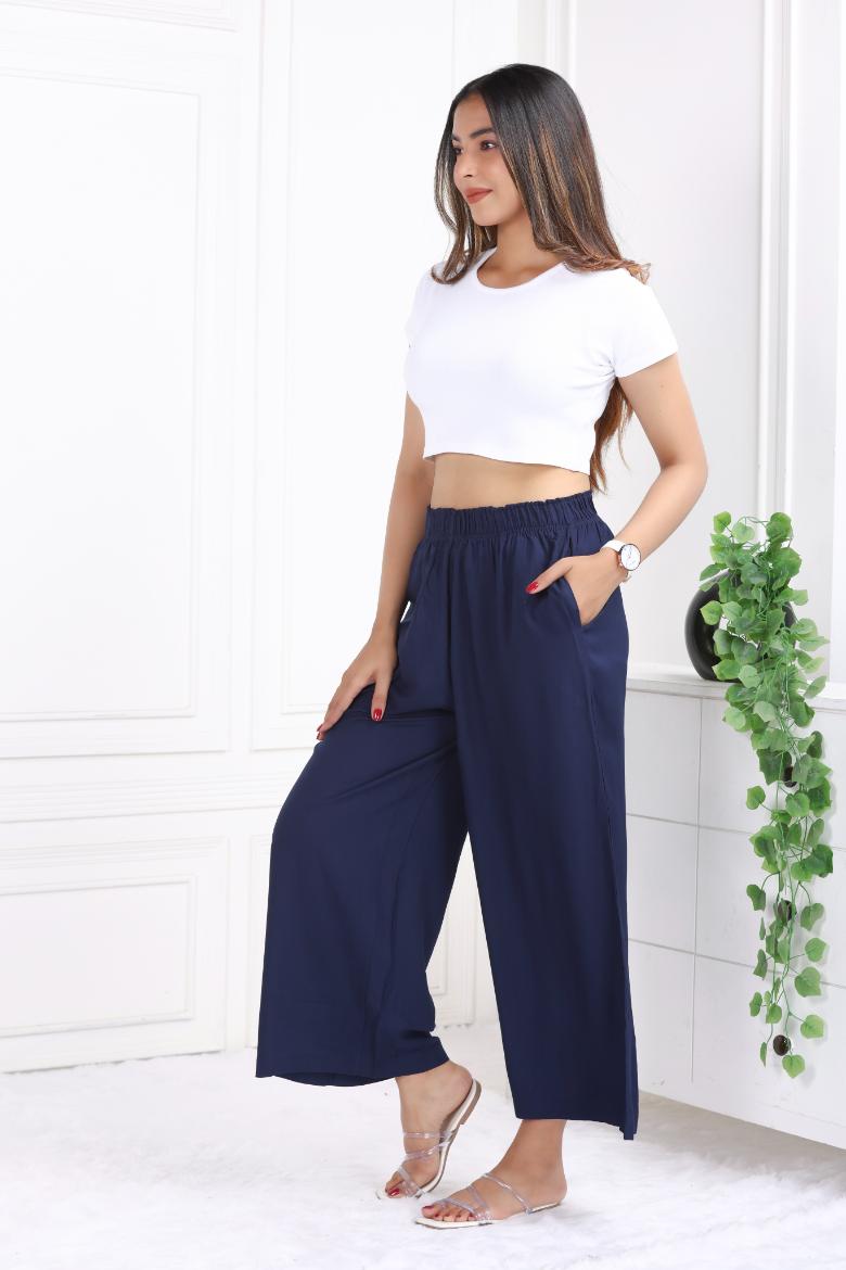 Navy palazzo for women, casual formal palazzo for