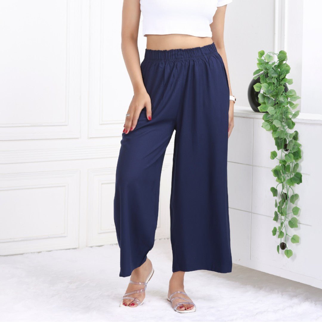 Navy rayon palazzo [ 100% Rayon, Liva Certified ] - Palazzo