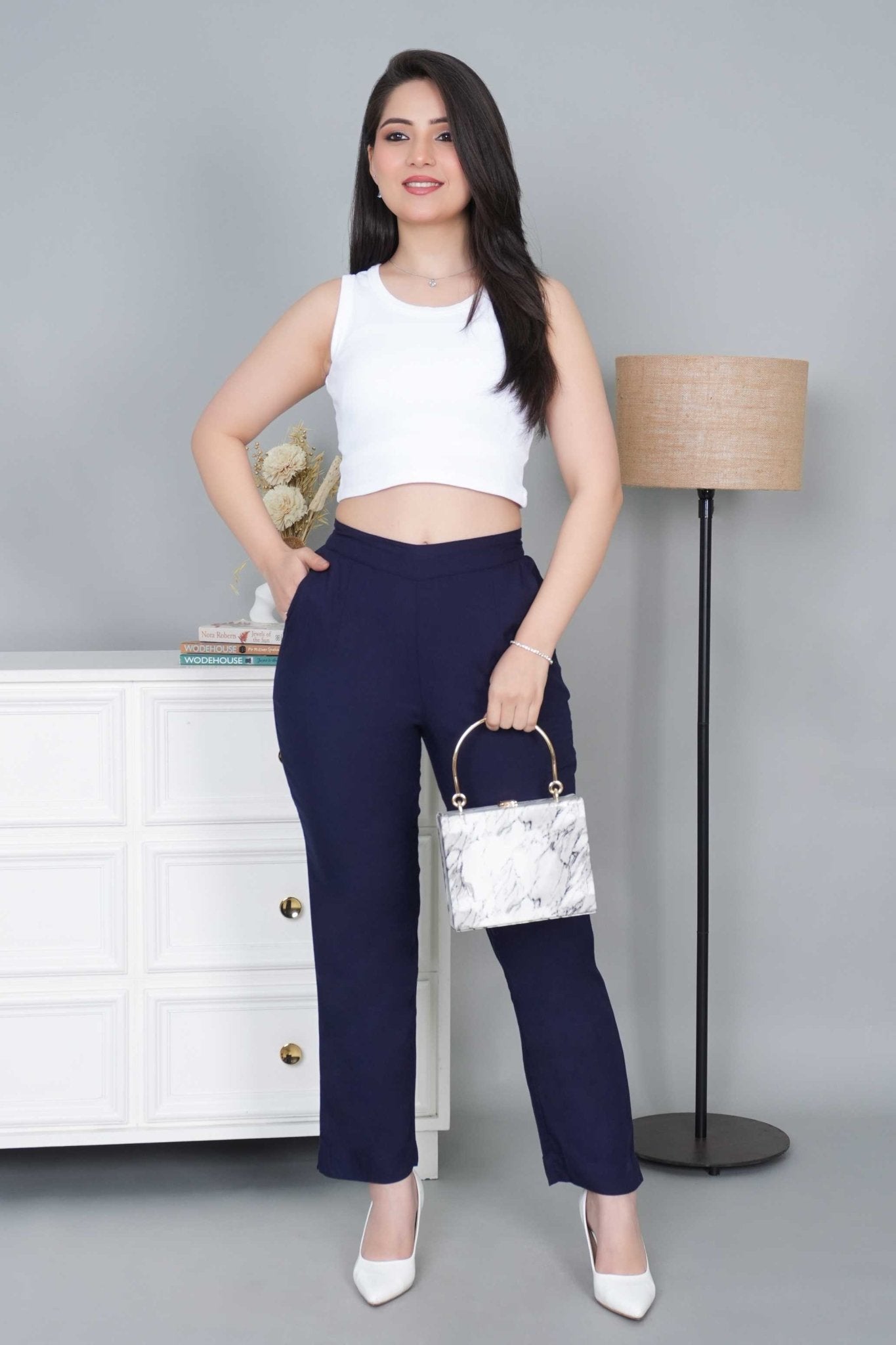 Navy rayon pant [ 100% Rayon, Liva Certified ] - Rayon pants