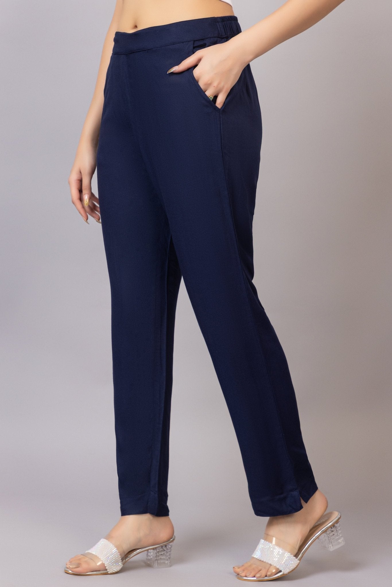Navy rayon pant [ 100% Rayon, Liva Certified ] - Rayon pants