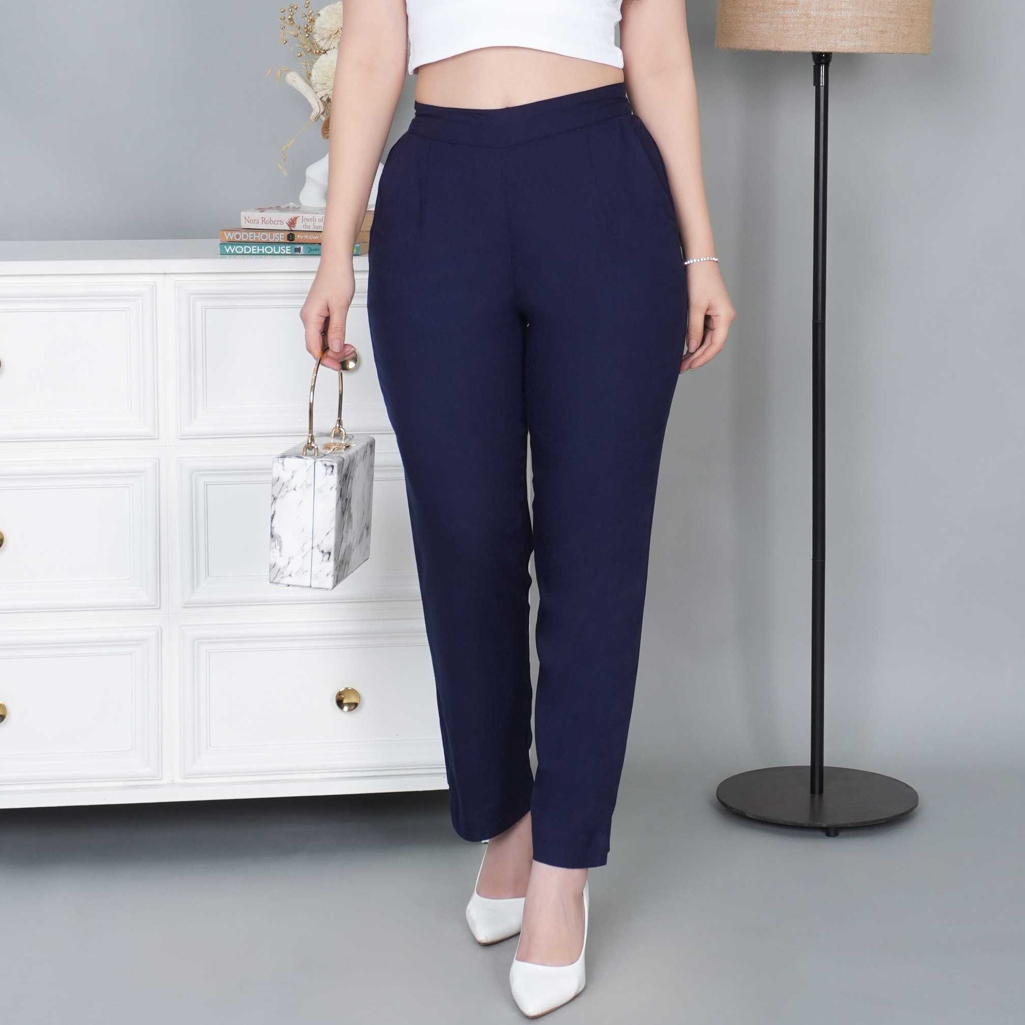 Navy rayon pant [ 100% Rayon, Liva Certified ] - Rayon pants