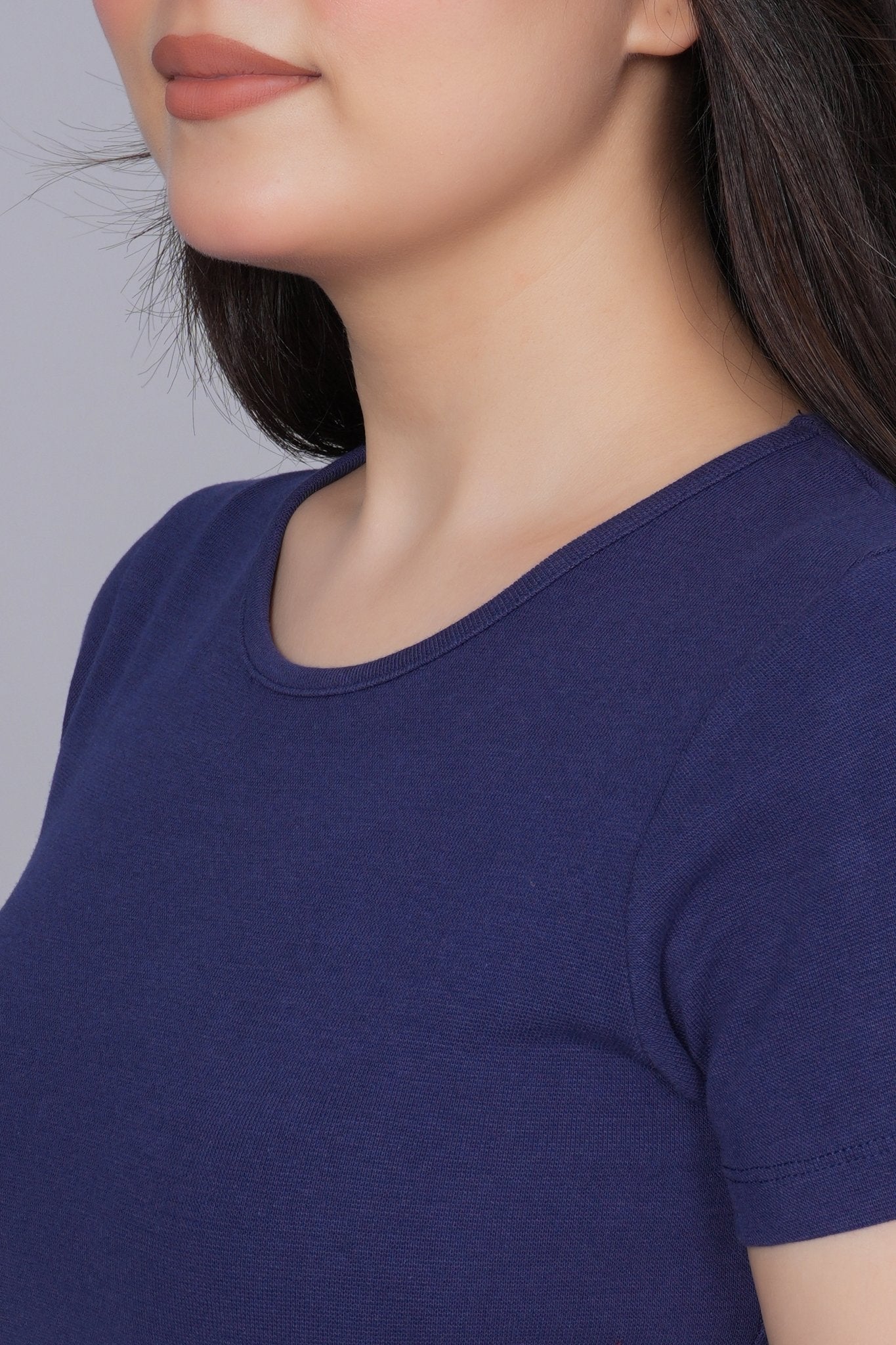Navy Rib Crop T Shirt [ 100% USA HQ Cotton, 280 GSM non transparent fabric ] - Rib crop t shirt
