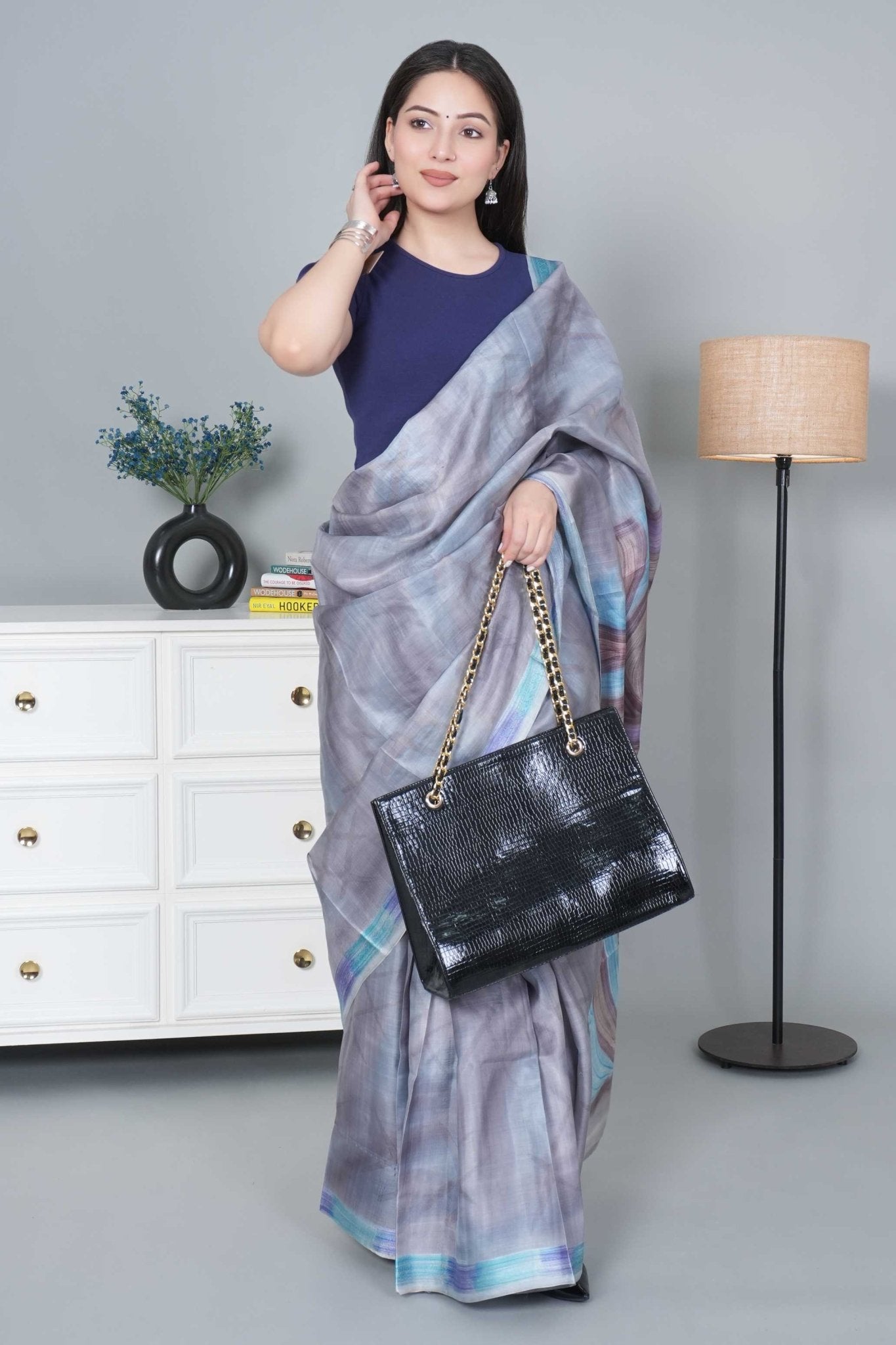 Navy Rib Crop Tshirt Blouse [ 100% USA HQ Cotton, 280 GSM non transparent fabric ] - Rib crop tshirt blouse