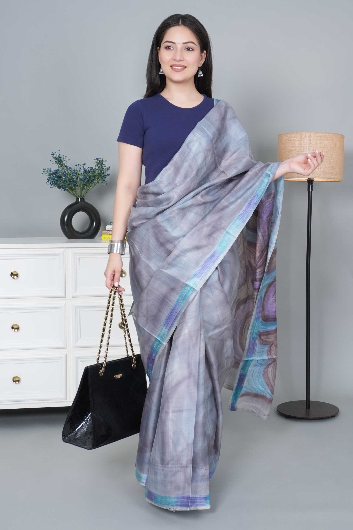 Navy Rib Crop Tshirt Blouse [ 100% USA HQ Cotton, 280 GSM non transparent fabric ] - Rib crop tshirt blouse