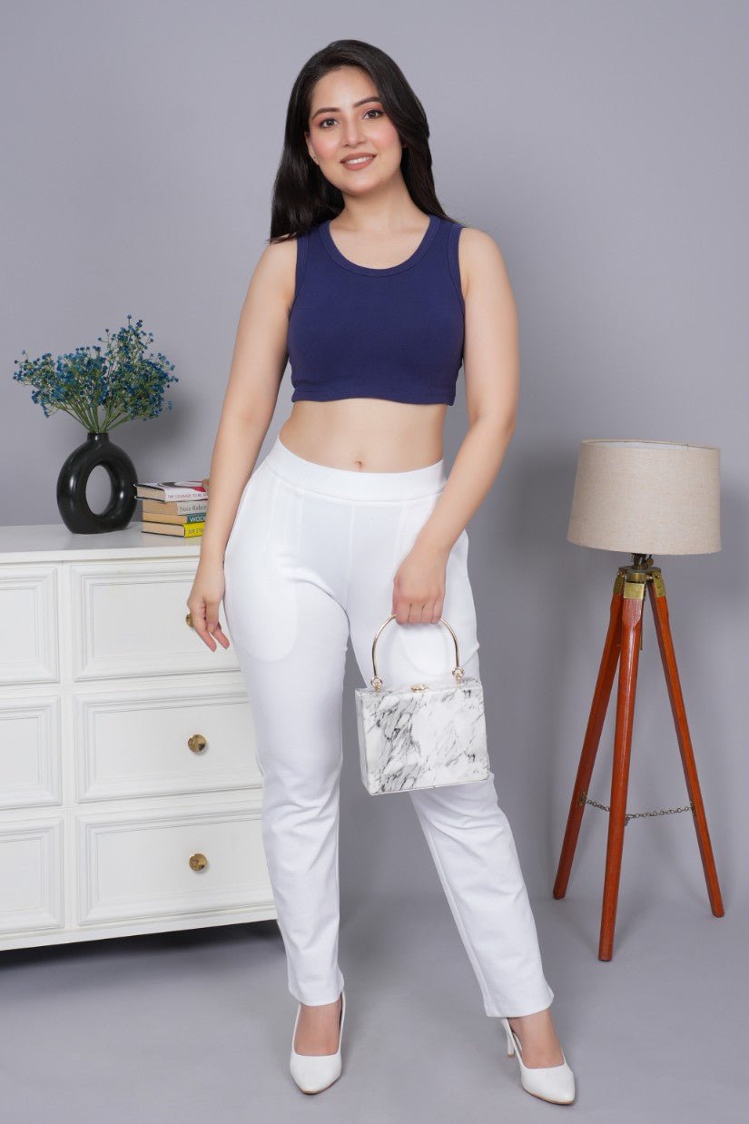 Navy Rib Crop Vest [ 100% USA HQ Cotton, 280 GSM non transparent fabric ] - Rib crop vest