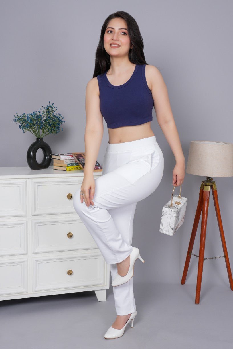 Navy Rib Crop Vest [ 100% USA HQ Cotton, 280 GSM non transparent fabric ] - Rib crop vest