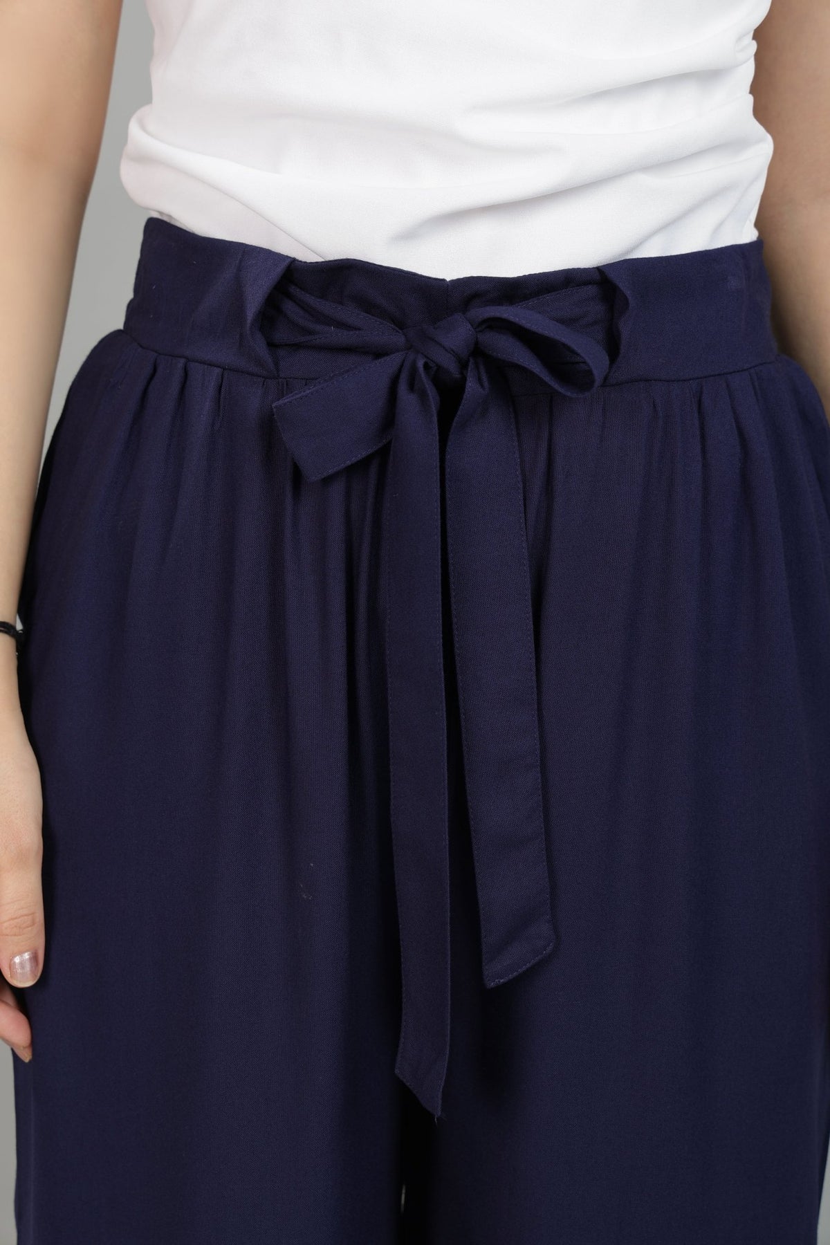 Navy wide leg pant [ 100% Rayon, Liva Certified ] -Wide leg pant