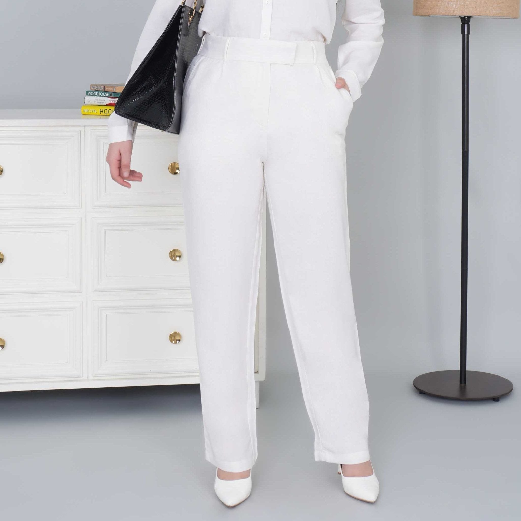 Off white cotton linen flare pants - Linen flare pants