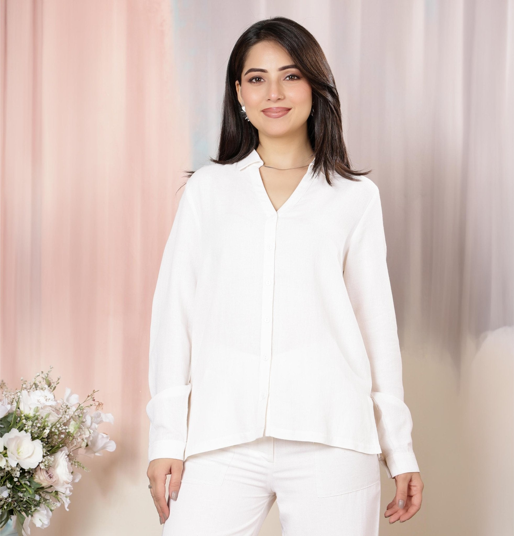 Off white cotton linen shirts -Linen shirts