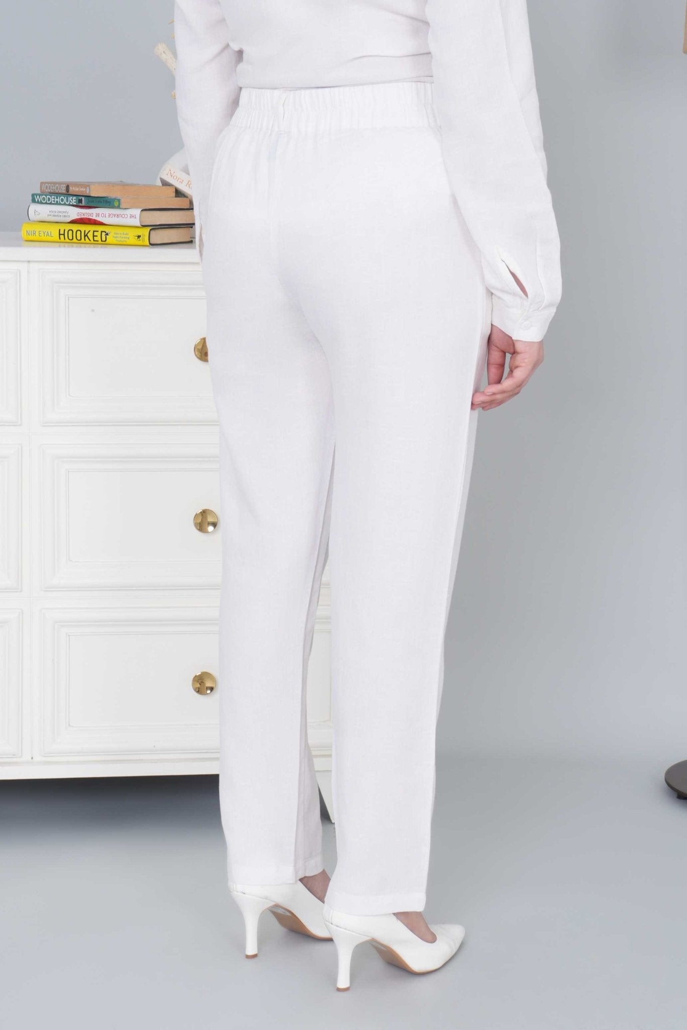 Off white cotton linen straight fit pant - Linen straight pants