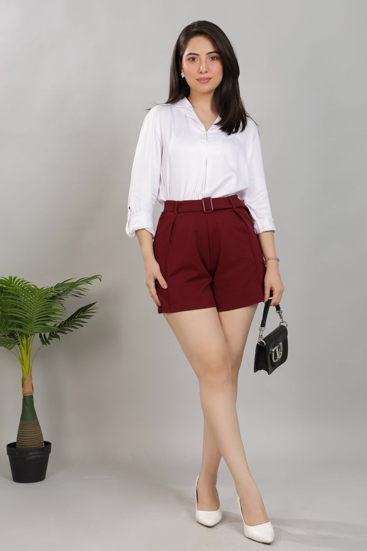 Off white lapel collar satin top -satin shirt