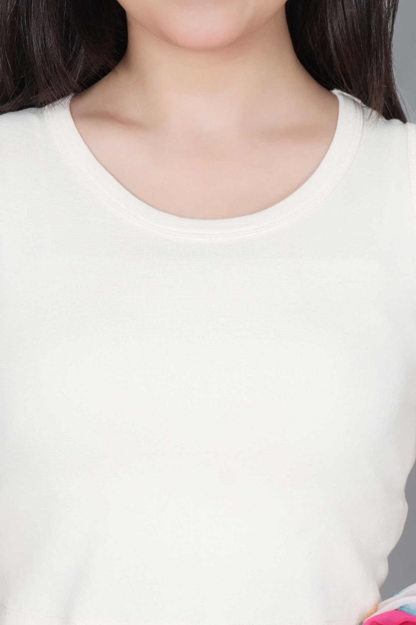 Off white Rib Crop Blouse [ 100% USA HQ Cotton, 280 GSM non transparent fabric ] - Rib crop blouse