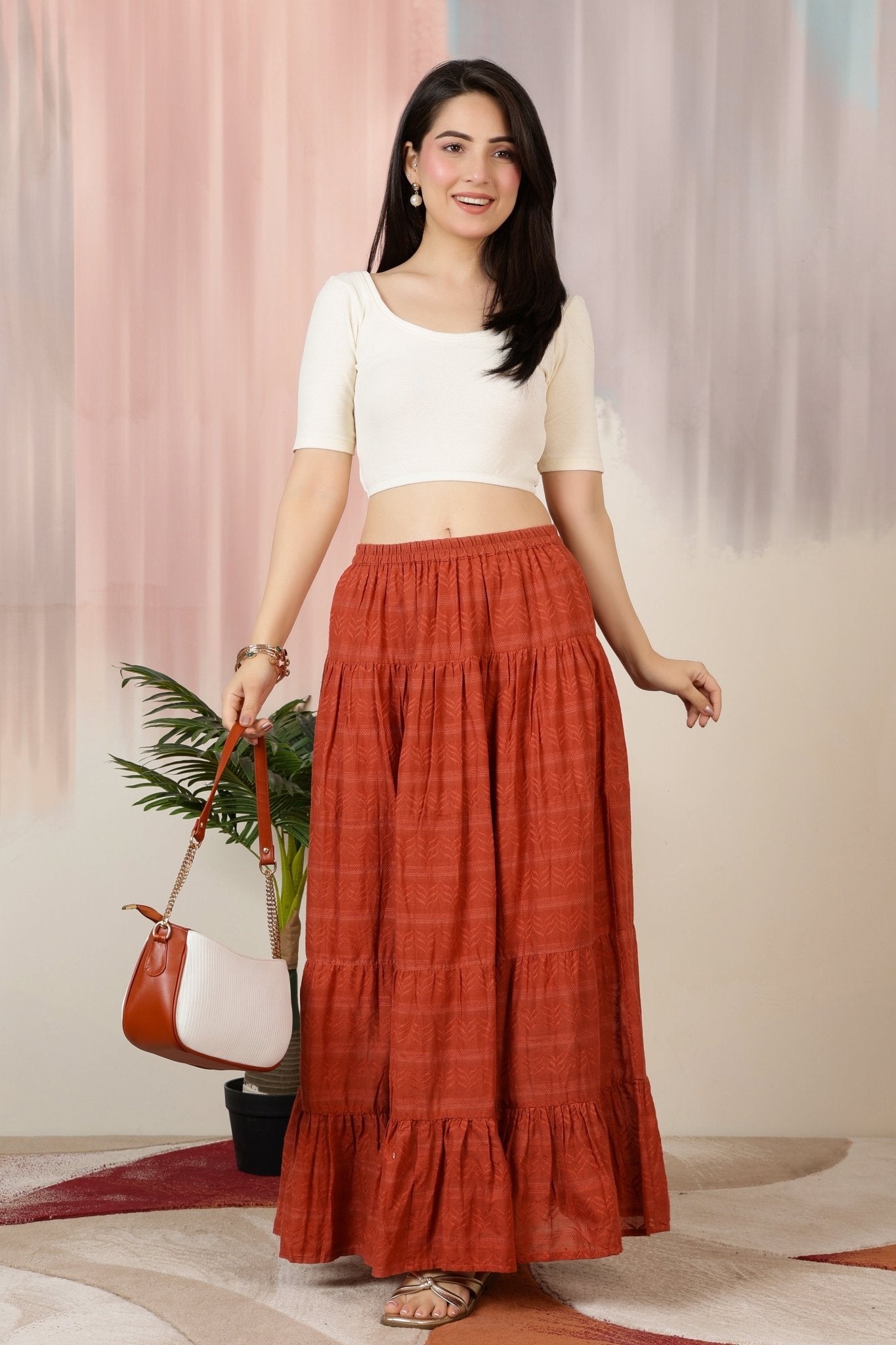 Off White Rib Roundneck Half Sleeve Blouse [ 100% USA HQ Cotton, 280 GSM non transparent fabric ] -Rib blouse