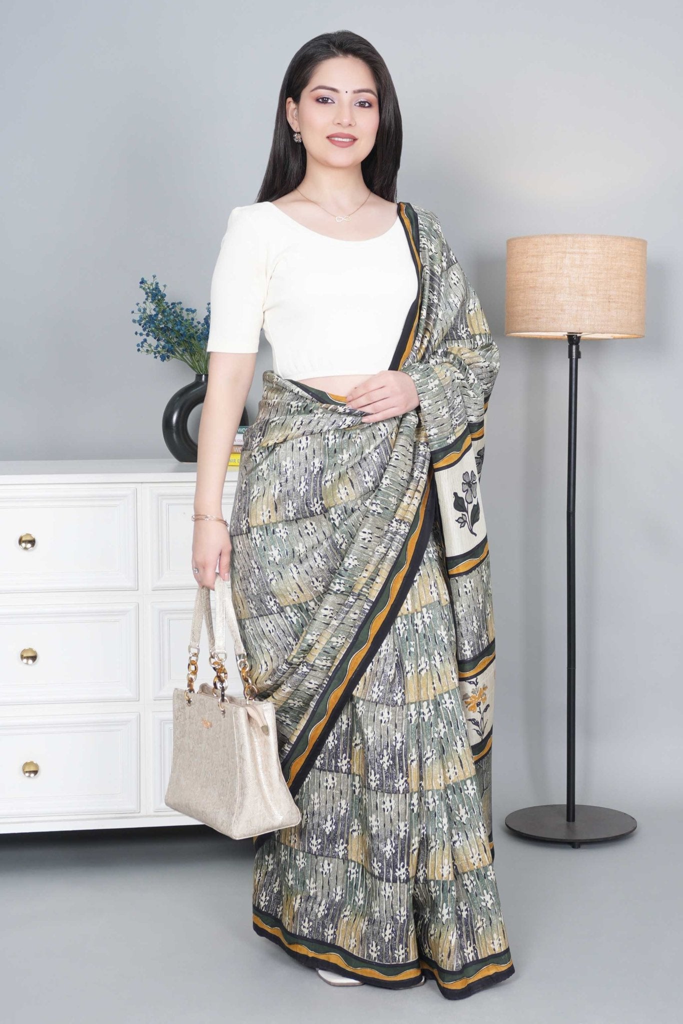 Off White Rib Roundneck Half Sleeve Blouse [ 100% USA HQ Cotton, 280 GSM non transparent fabric ] - Rib blouse