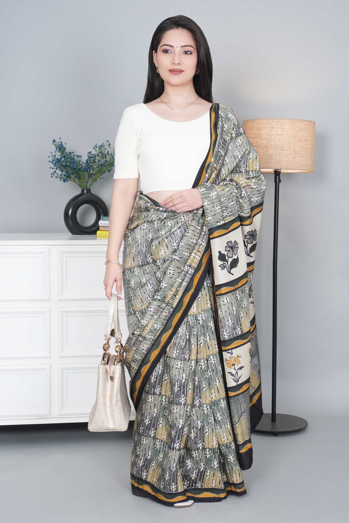 Off White Rib Roundneck Half Sleeve Blouse [ 100% USA HQ Cotton, 280 GSM non transparent fabric ] - Rib blouse