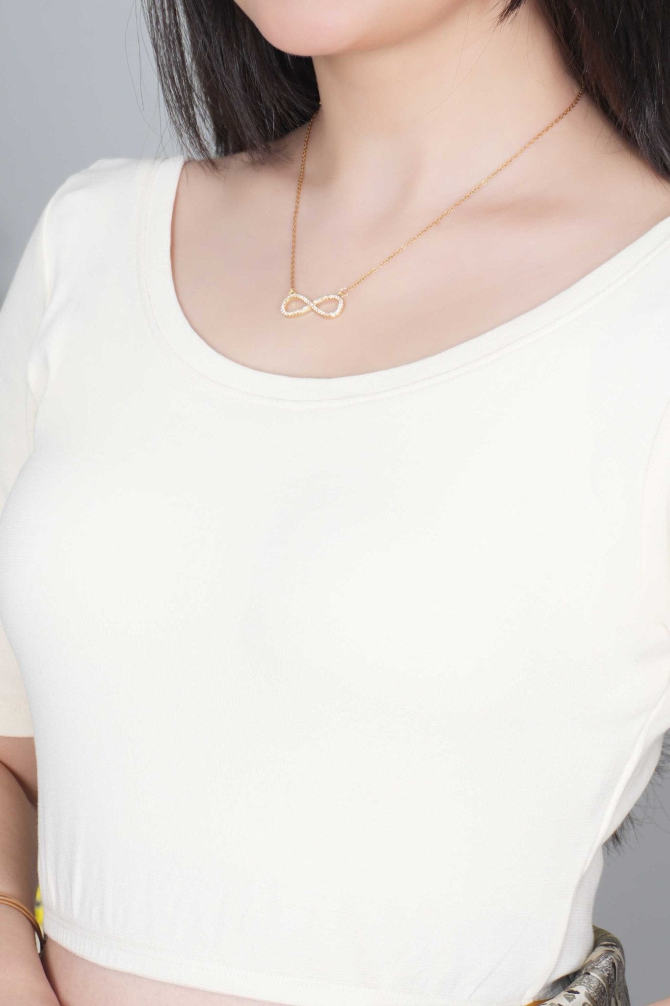 Off White Rib Roundneck Half Sleeve Blouse [ 100% USA HQ Cotton, 280 GSM non transparent fabric ] - Rib blouse