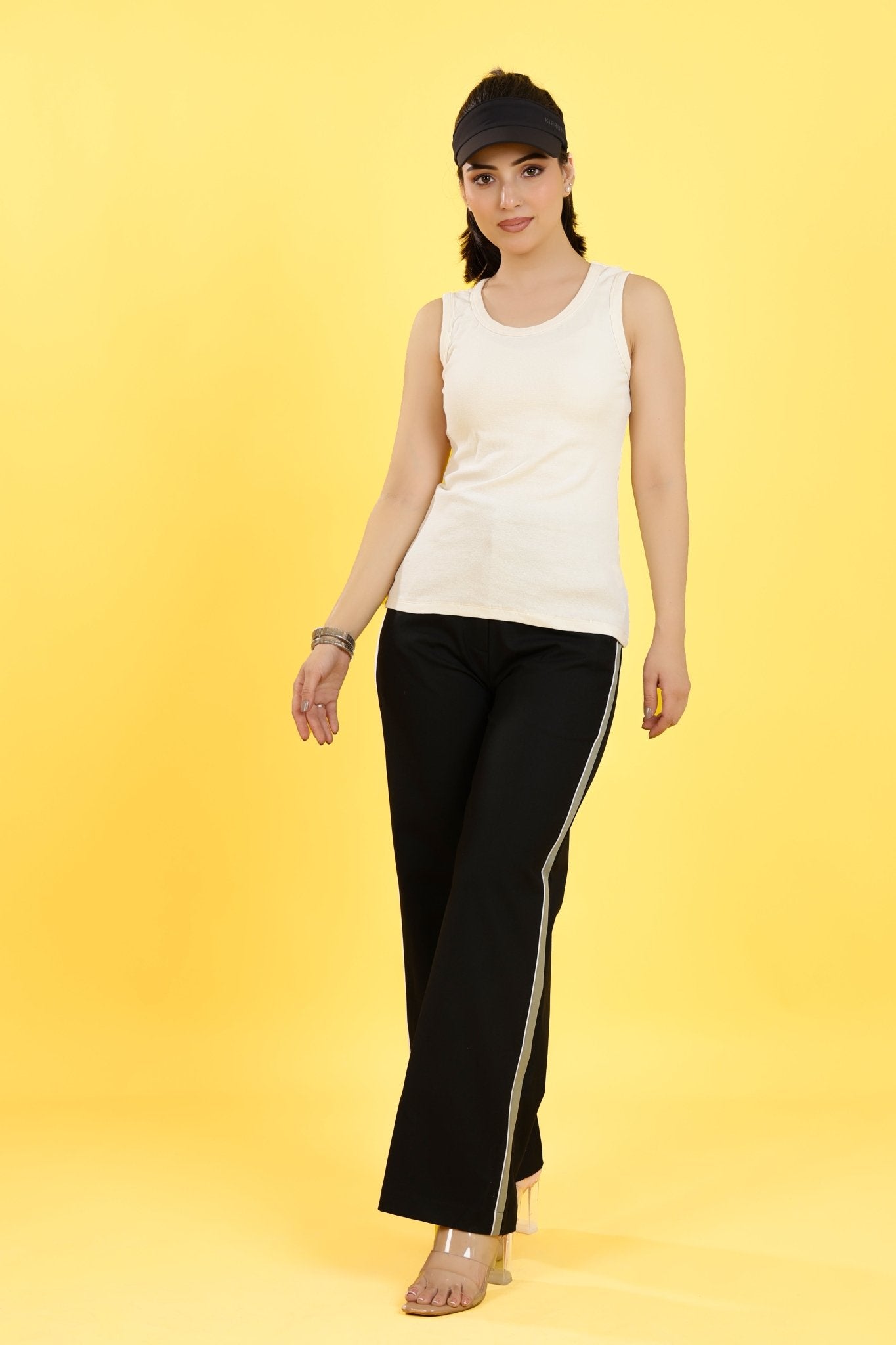 Off White Rib Top [ 280 GSM non transparent fabric ] -Rib top