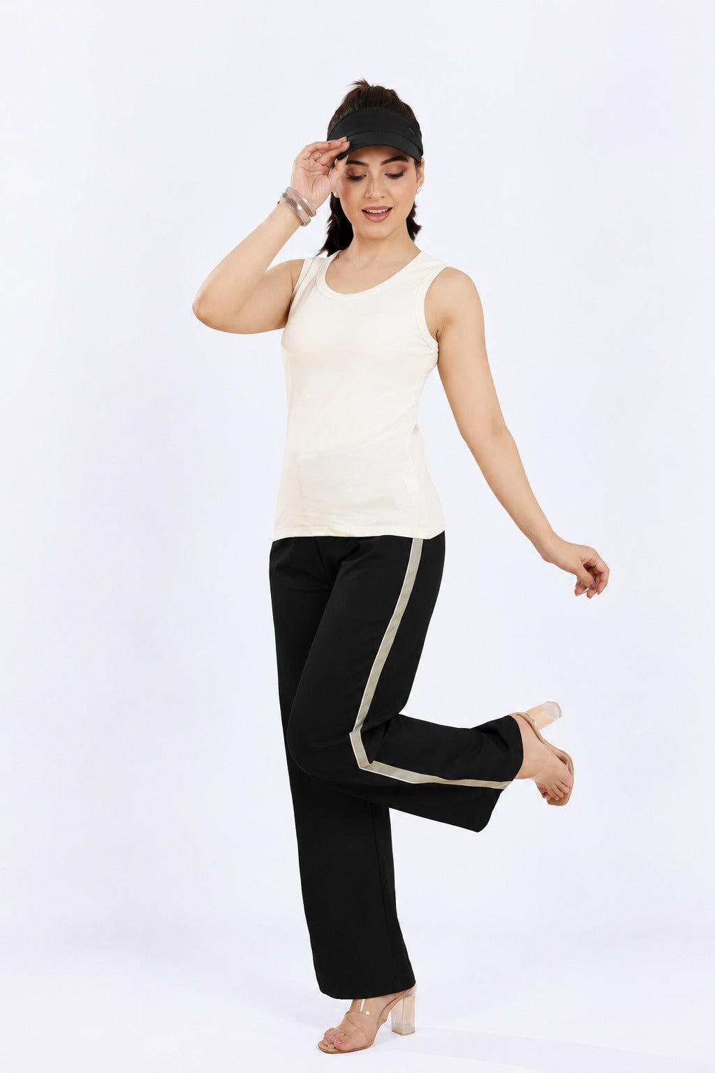 Off White Rib Top [ 280 GSM non transparent fabric ] -Rib top