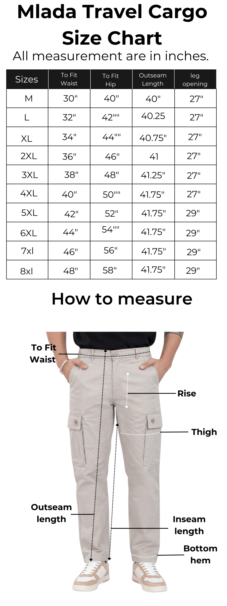 Off white stretchable biowash HQ cotton travel cargo bottom with superior elastic belt. -Travel Cargo Pants