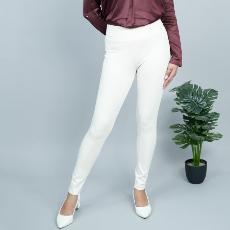 Off White stretchable biowash USA HQ cotton jegging pant with superior elastic belt. - Milano jegging pants