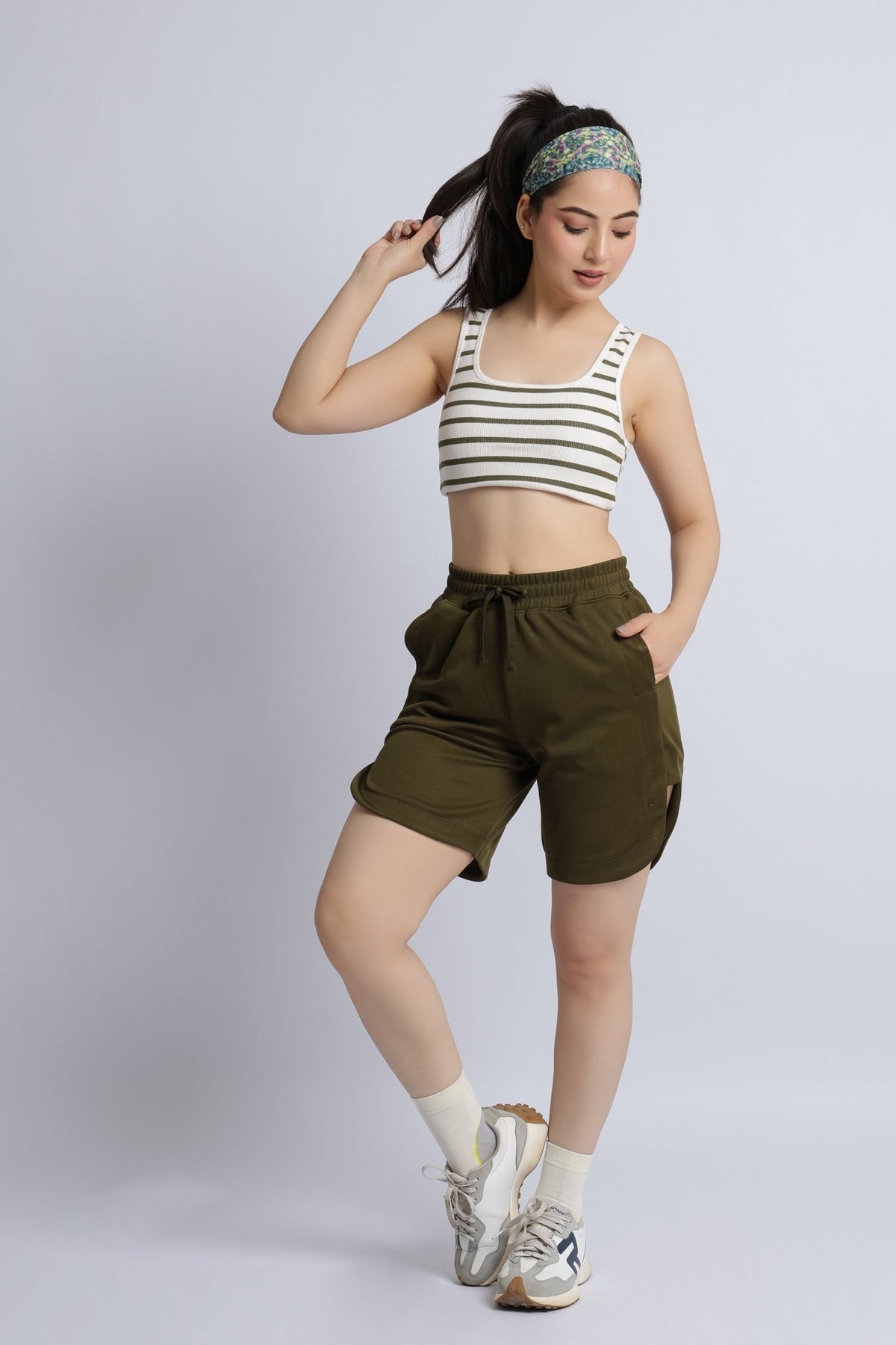 Olive active easymove shorts -Active easymove shorts